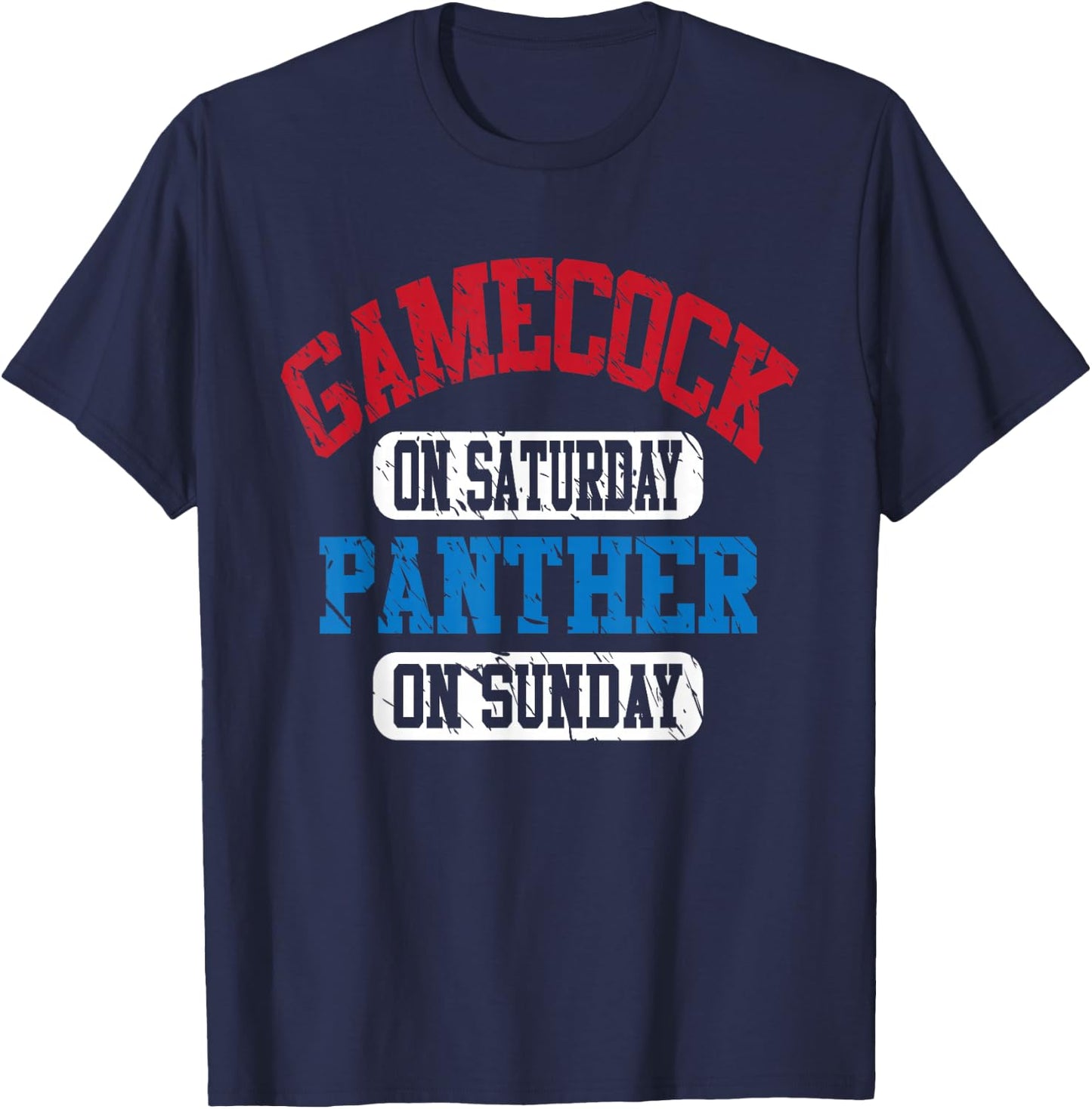 Gamecock On Saturday Panther On Sunday Fanny Vintage Sports T-Shirt - T-Shirt | Navy