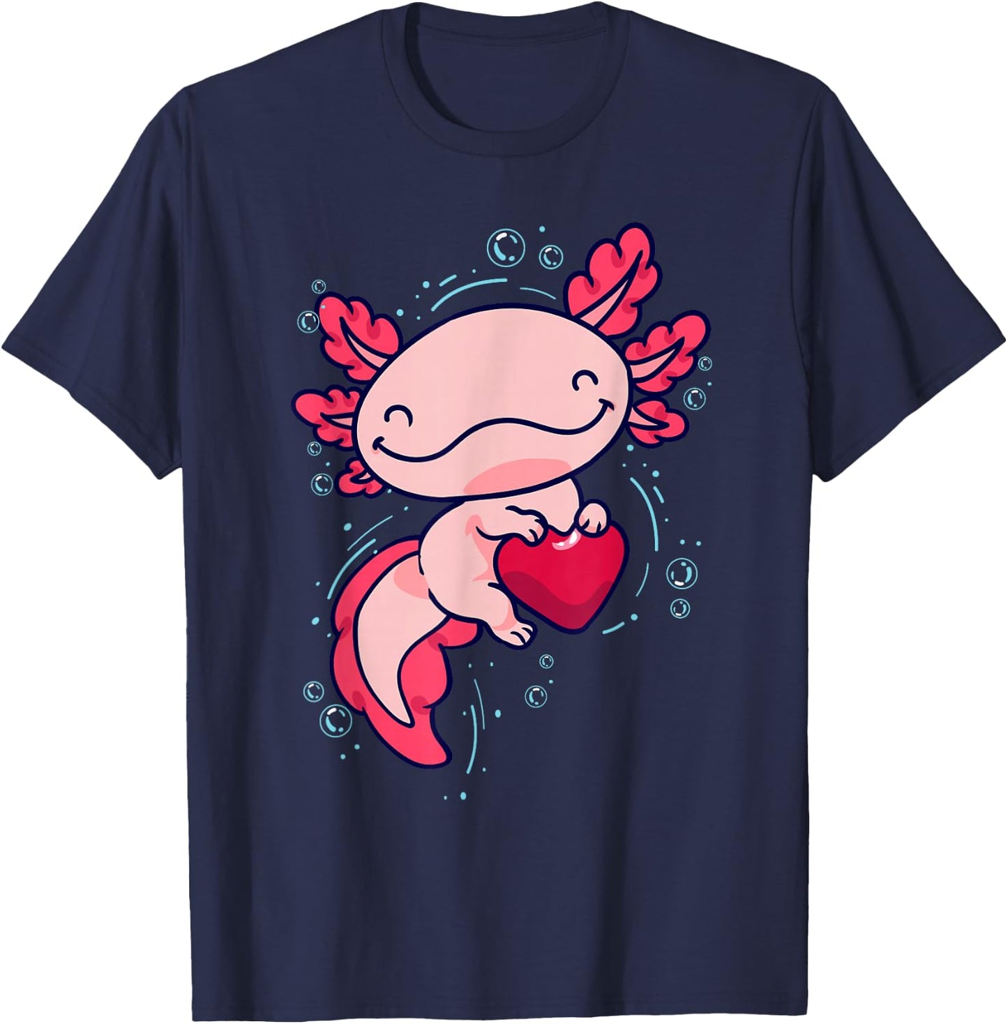 Axolotl Shirt Axolotl Shirts For Girls Boys Kids Cute Heart T-Shirt - T-Shirt | Navy