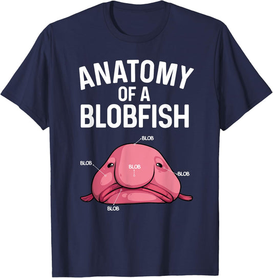 Funny Blobfish Design For Kids Men Women Blob Fish Costume T-Shirt - T-Shirt | Navy