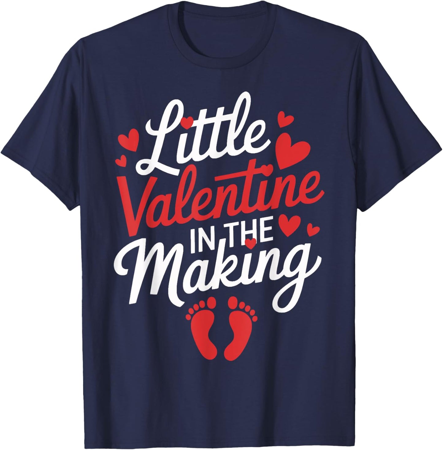 Little Valentine In The Making Pregnancy Announcement Reveal T-Shirt - T-Shirt | Navy