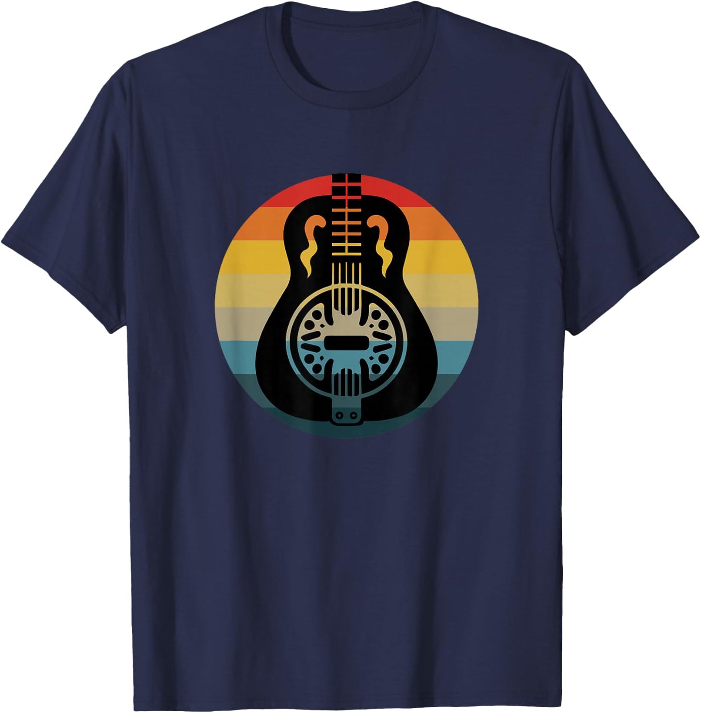 Retro Dobro Resonator Guitar Vintage Sunset Music Lover T-Shirt - T-Shirt | Navy