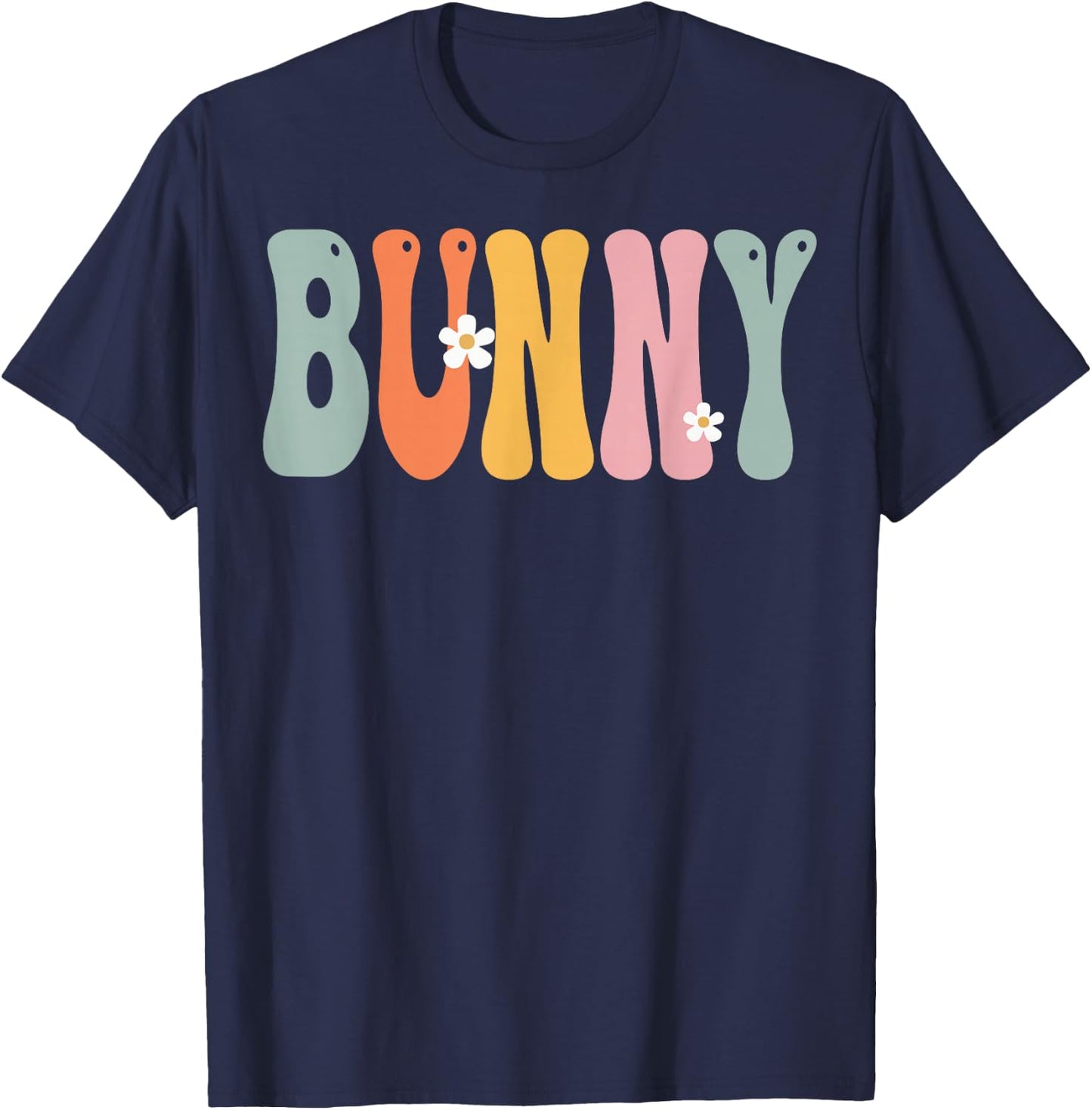 BUNNY Retro Groovy Print Mom Cute Mother's Day Funny Grandma T-Shirt - T-Shirt | Navy