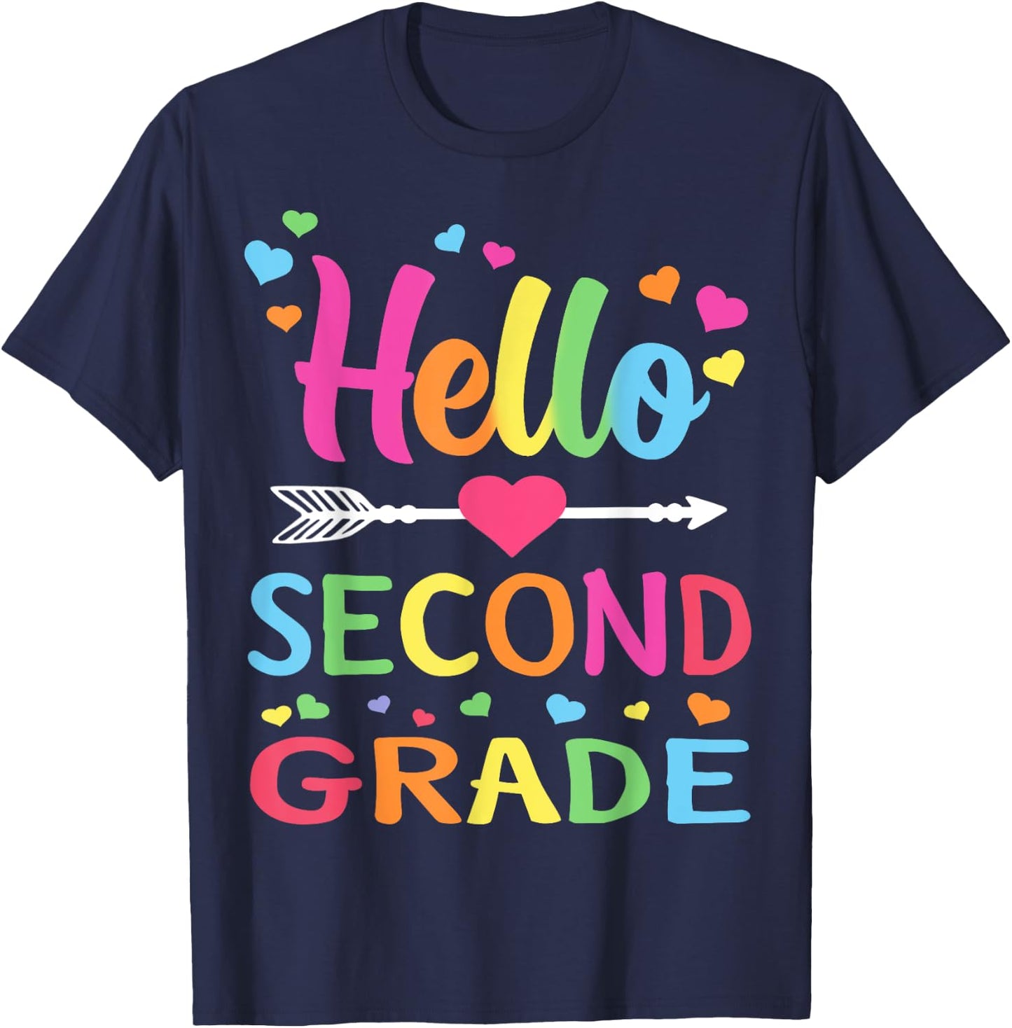 Hello Second Grade Team 2nd Grade Back to School Teacher Kid T-Shirt - T-Shirt | Navy