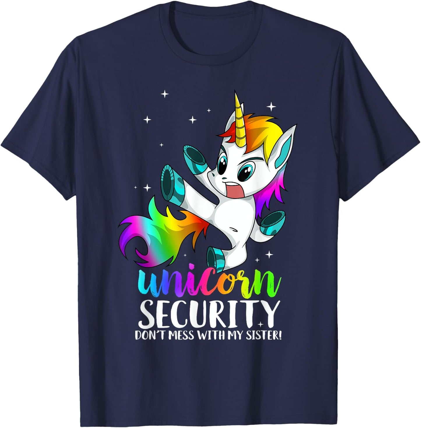 Unicorn Security Dont Mess With My Sister Kung Fu Brother T-Shirt - T-Shirt | Navy