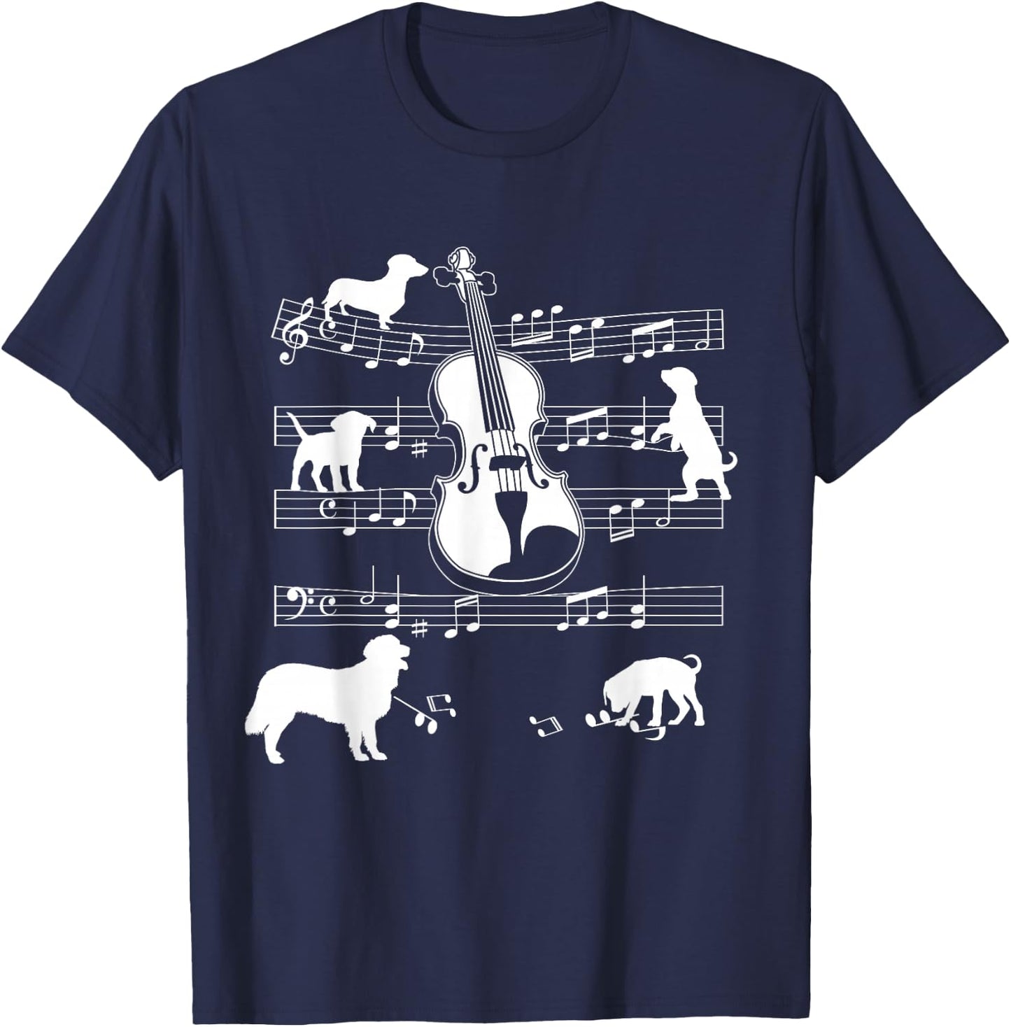 Violin Player Dog for Violinist Dogs and Violin T-Shirt - T-Shirt | Navy