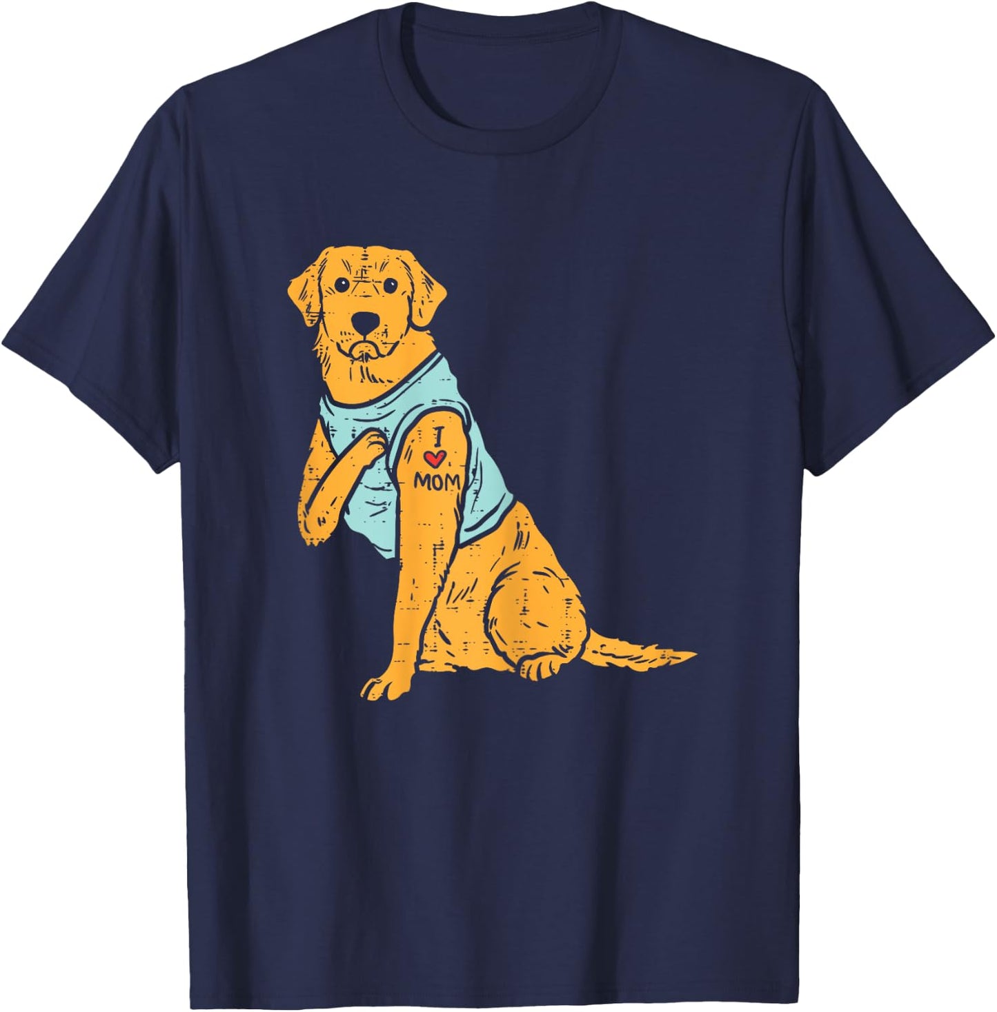 I Love Mom Golden Retriever Labrador Dog Lover Women Gift T-Shirt - T-Shirt | Navy