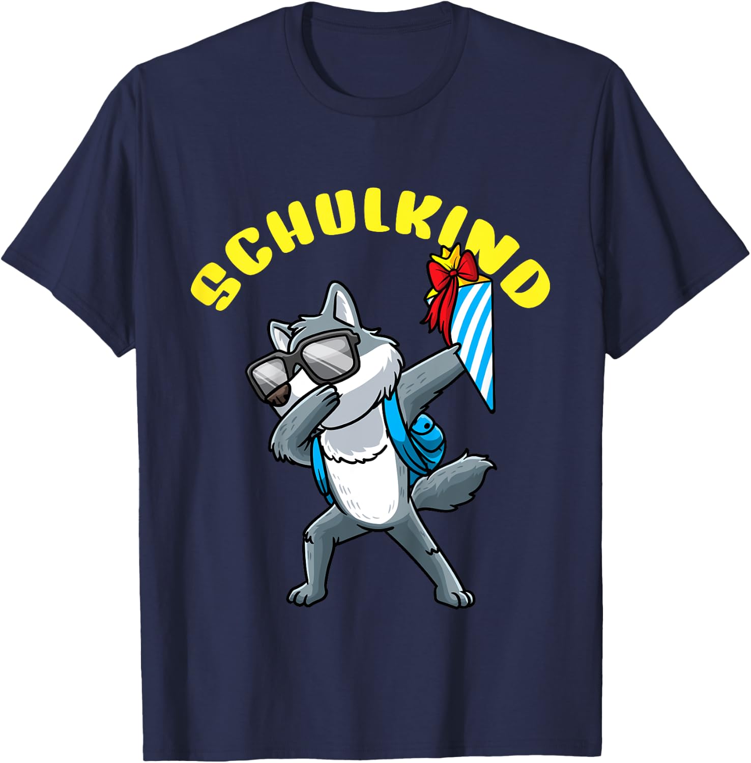 Kinder Einschulung Schulkind Schultüte Wolf Schulanfang T-Shirt - T-Shirt | Navy
