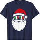 Funny Santa In Italy Flag Glasses Christmas Pajama Fun Xmas T-Shirt - T-Shirt | Navy