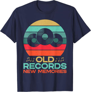 Old Records New Memories Vinyl Records T-Shirt - T-Shirt | Navy
