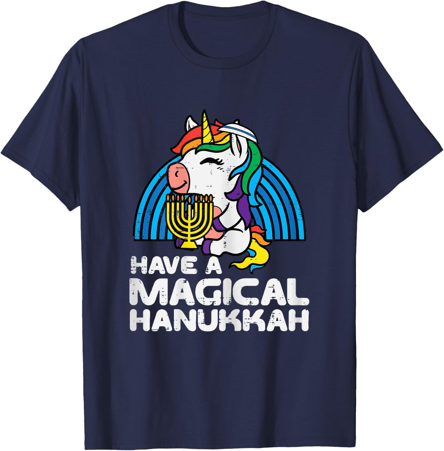 Have Magical Hanukkah Unicorn Chanukah Girls Kids Toddlers T-Shirt - T-Shirt | Navy