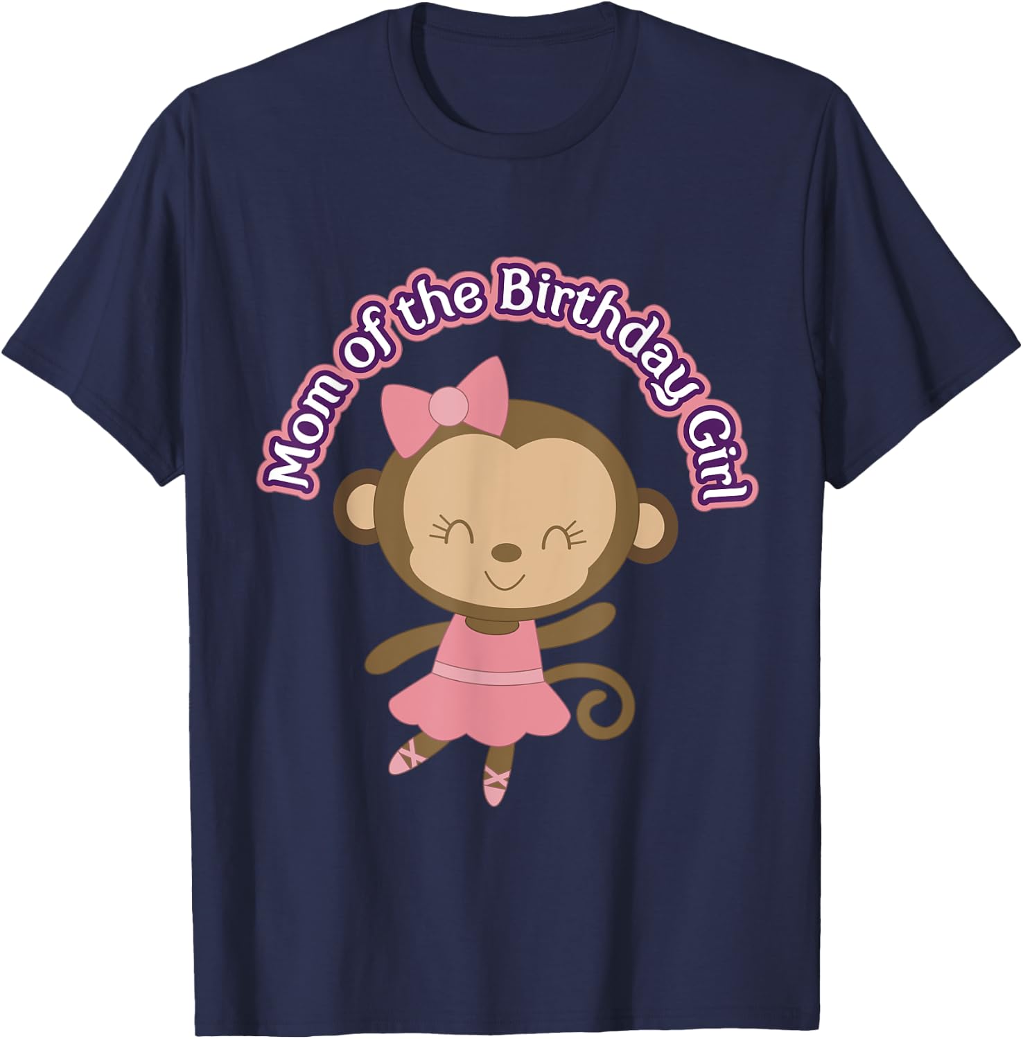 Monkey Ballerina Mom of Birthday Girl Party T-Shirt - T-Shirt | Navy