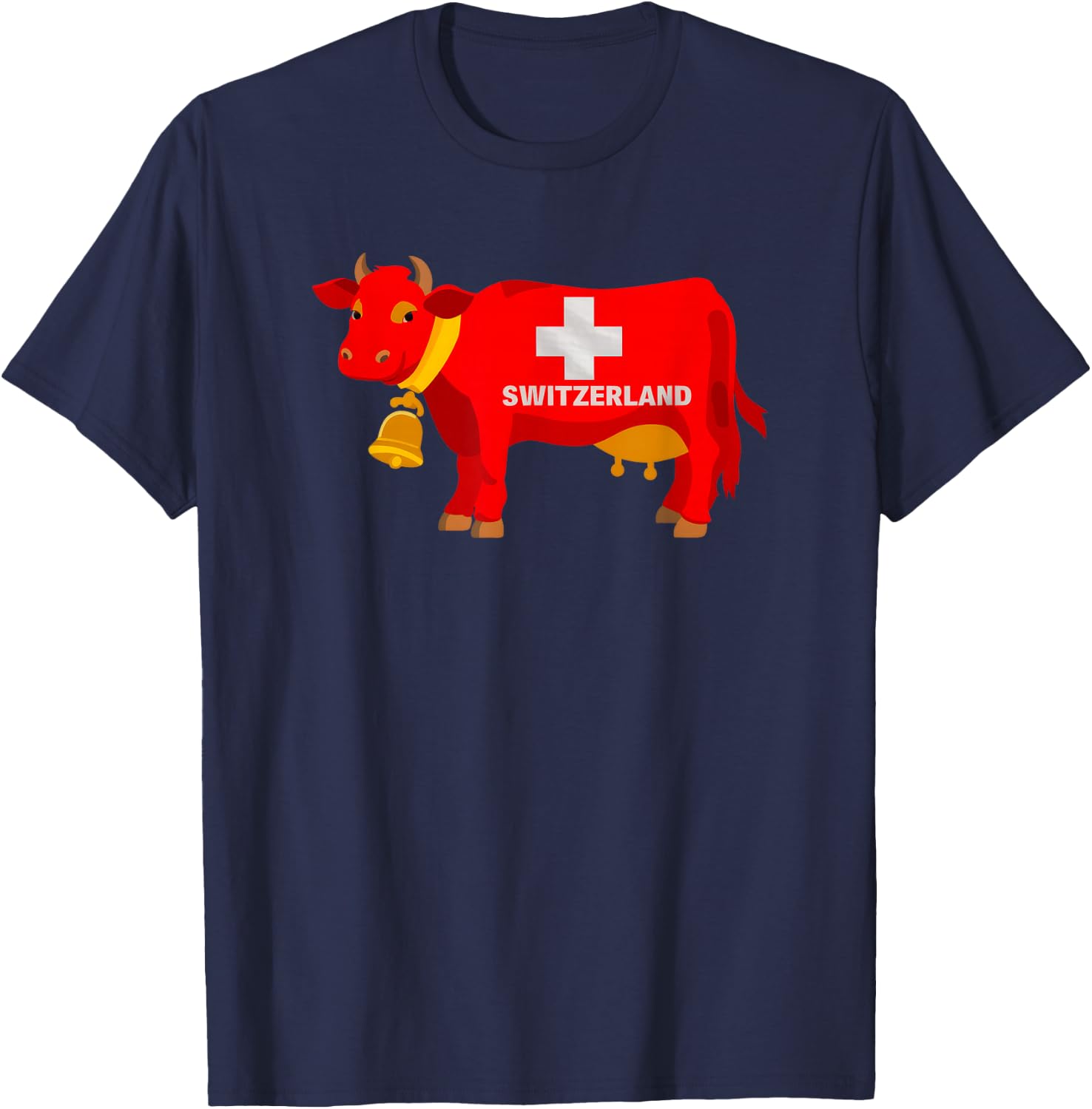 Swiss Cow Flag Switzerland Sweet Swiss Alps T-Shirt - T-Shirt | Navy