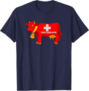 Swiss Cow Flag Switzerland Sweet Swiss Alps T-Shirt - T-Shirt | Navy