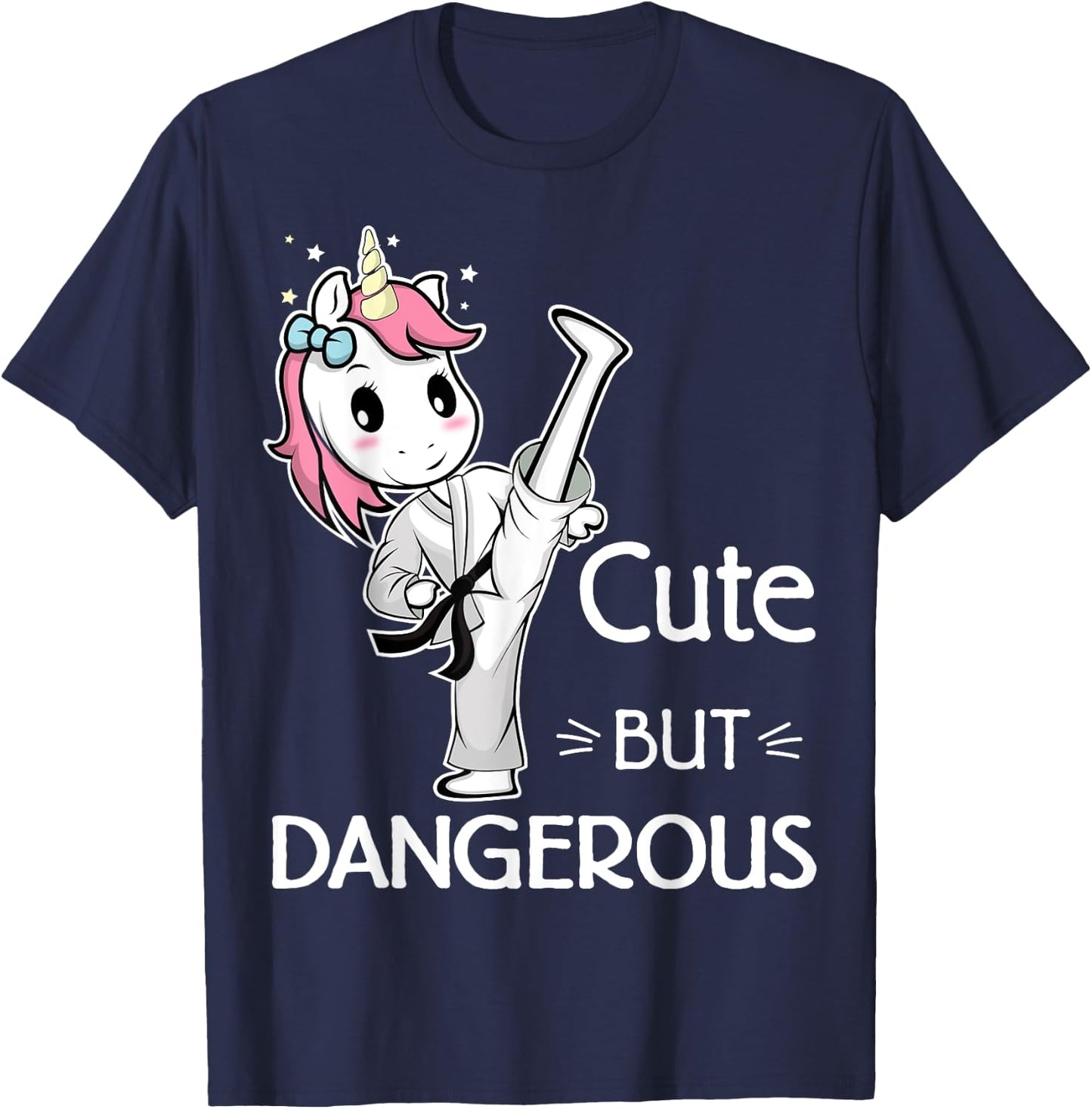 Cute but Dangerous Karate Taekwondo Unicorn Karate Girl T-Shirt - T-Shirt | Navy