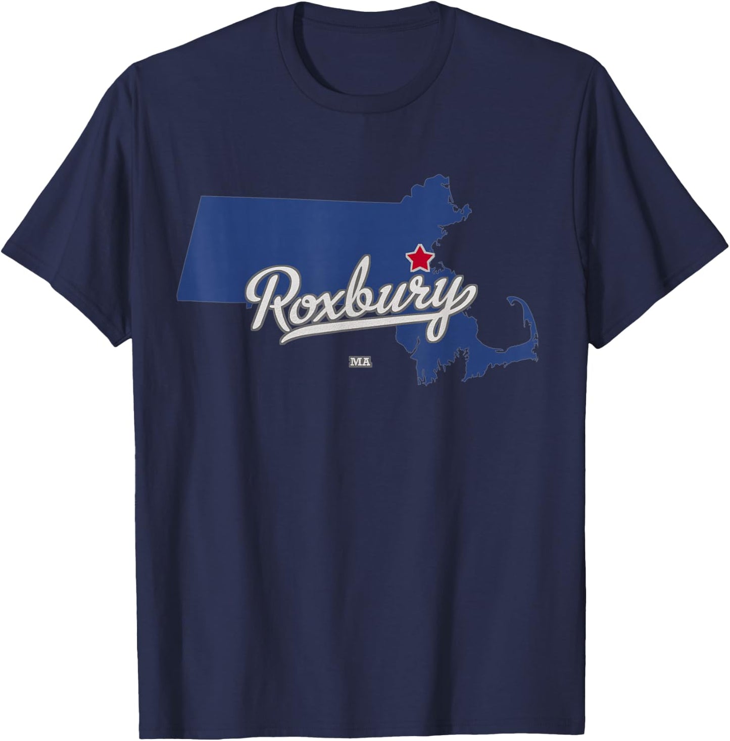 Roxbury Massachusetts Boston MA Map T-Shirt - T-Shirt | Navy