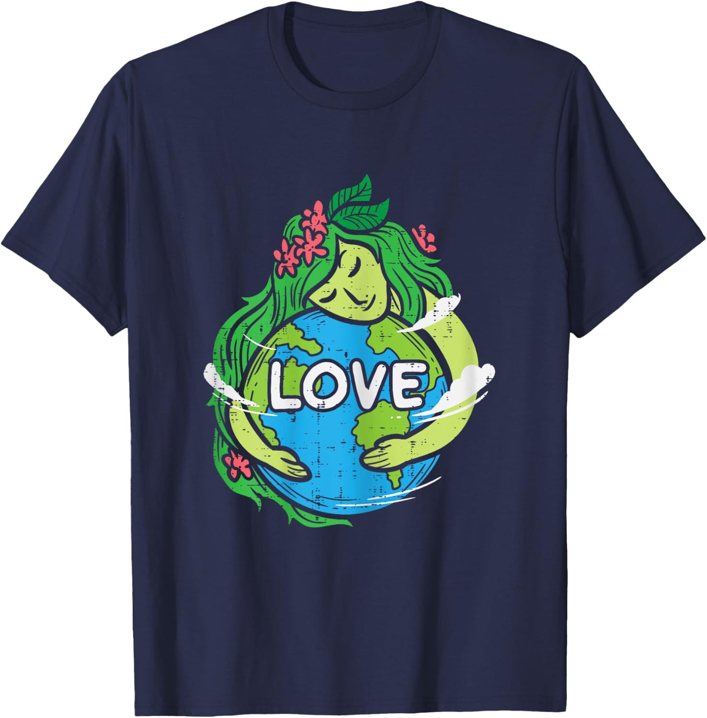 Love Mother Earth Planet Hug Nature Environment Earth Day T-Shirt - T-Shirt | Navy