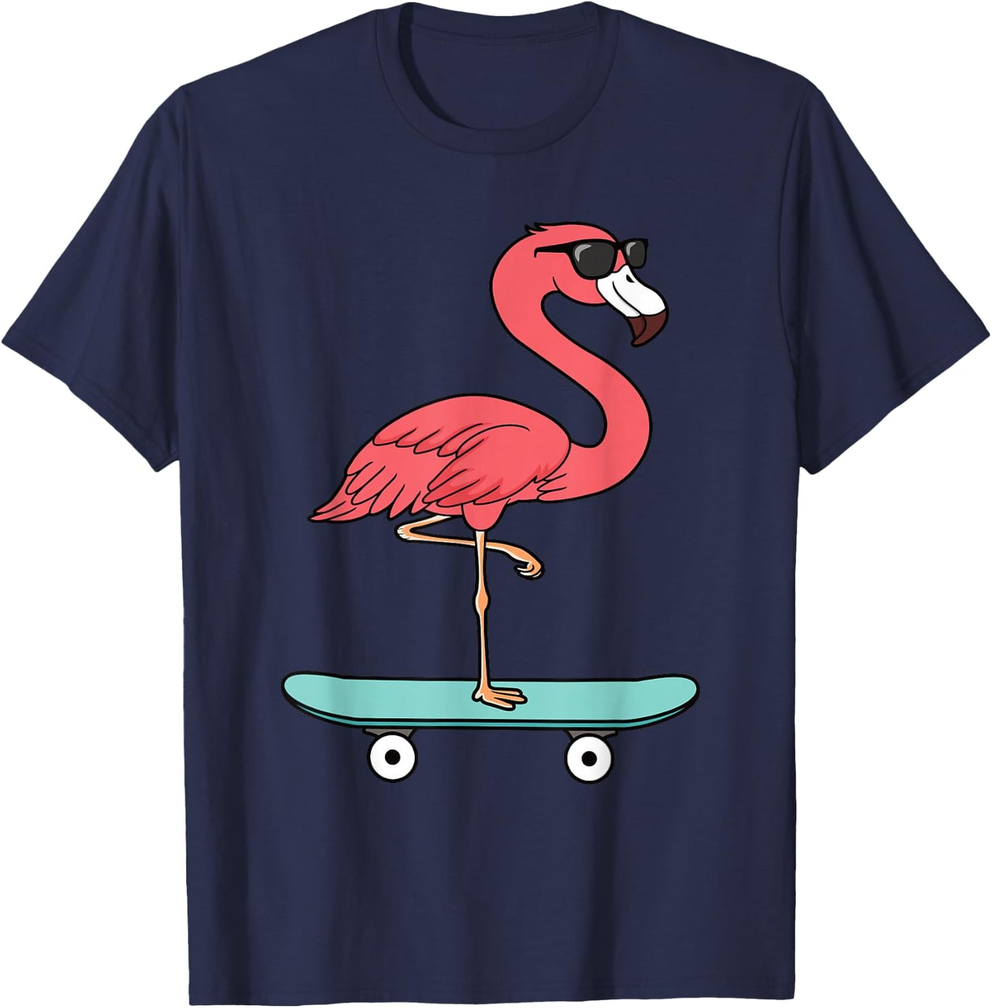 Funny Flamingo Skateboard Cool Flamingo Lover Men Boys Kids T-Shirt - T-Shirt | Navy