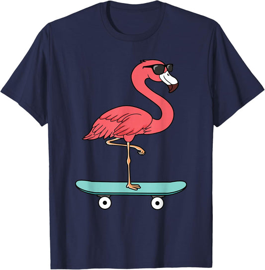 Funny Flamingo Skateboard Cool Flamingo Lover Men Boys Kids T-Shirt - T-Shirt | Navy