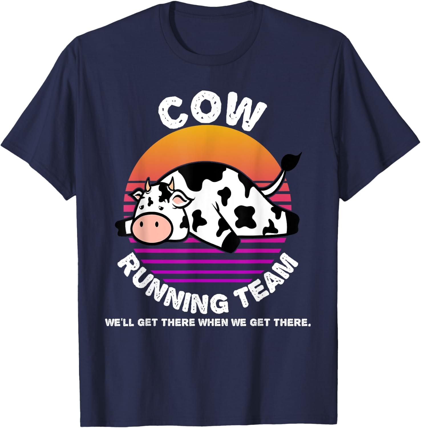 Funny Dairy Cow Running Team Shirt Kids Men Women Gift T-Shirt - T-Shirt | Navy