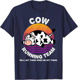 Funny Dairy Cow Running Team Shirt Kids Men Women Gift T-Shirt - T-Shirt | Navy