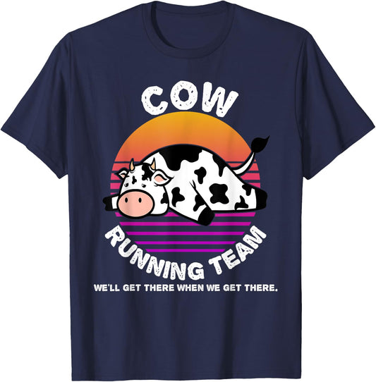 Funny Dairy Cow Running Team Shirt Kids Men Women Gift T-Shirt - T-Shirt | Navy