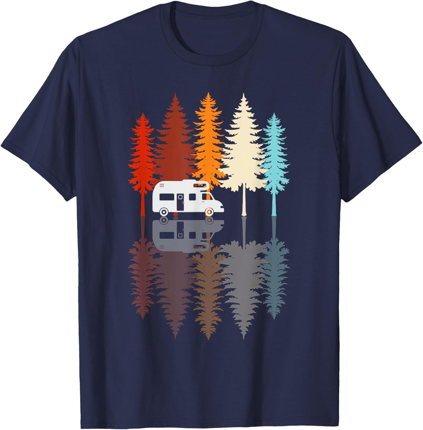 Retro Vintage Camping Adventure Nature Outdoor , black T-Shirt - T-Shirt | Navy