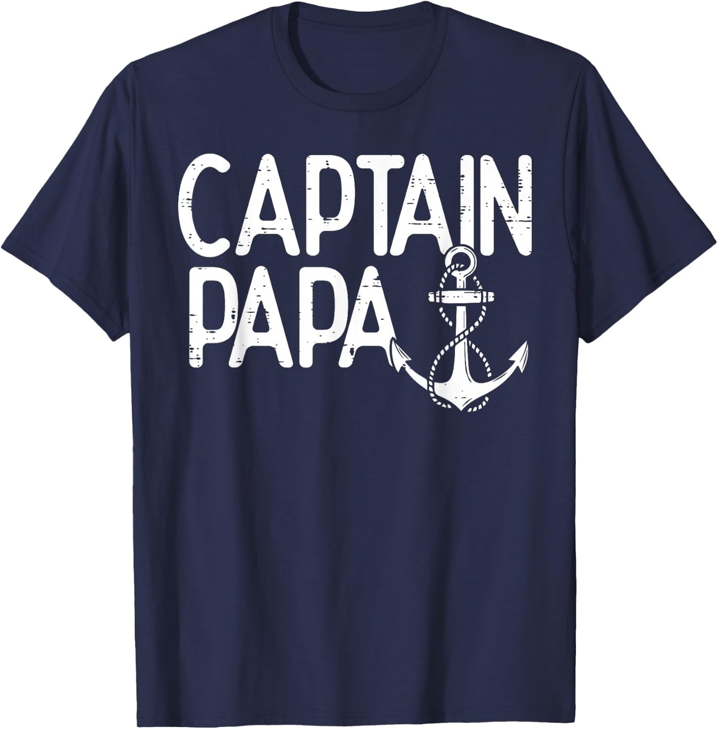 Fathers Day Captain Papa Anchor Grandpa Grandfather Boat Men T-Shirt - T-Shirt | Navy