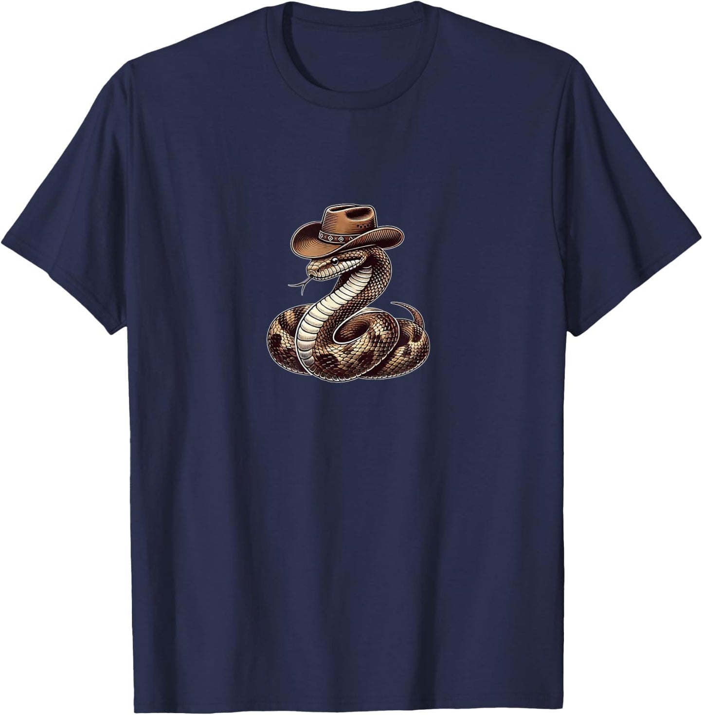 Funny Snake Wearing Cowboy Hat Reptile Lover Pet T-Shirt - T-Shirt | Navy