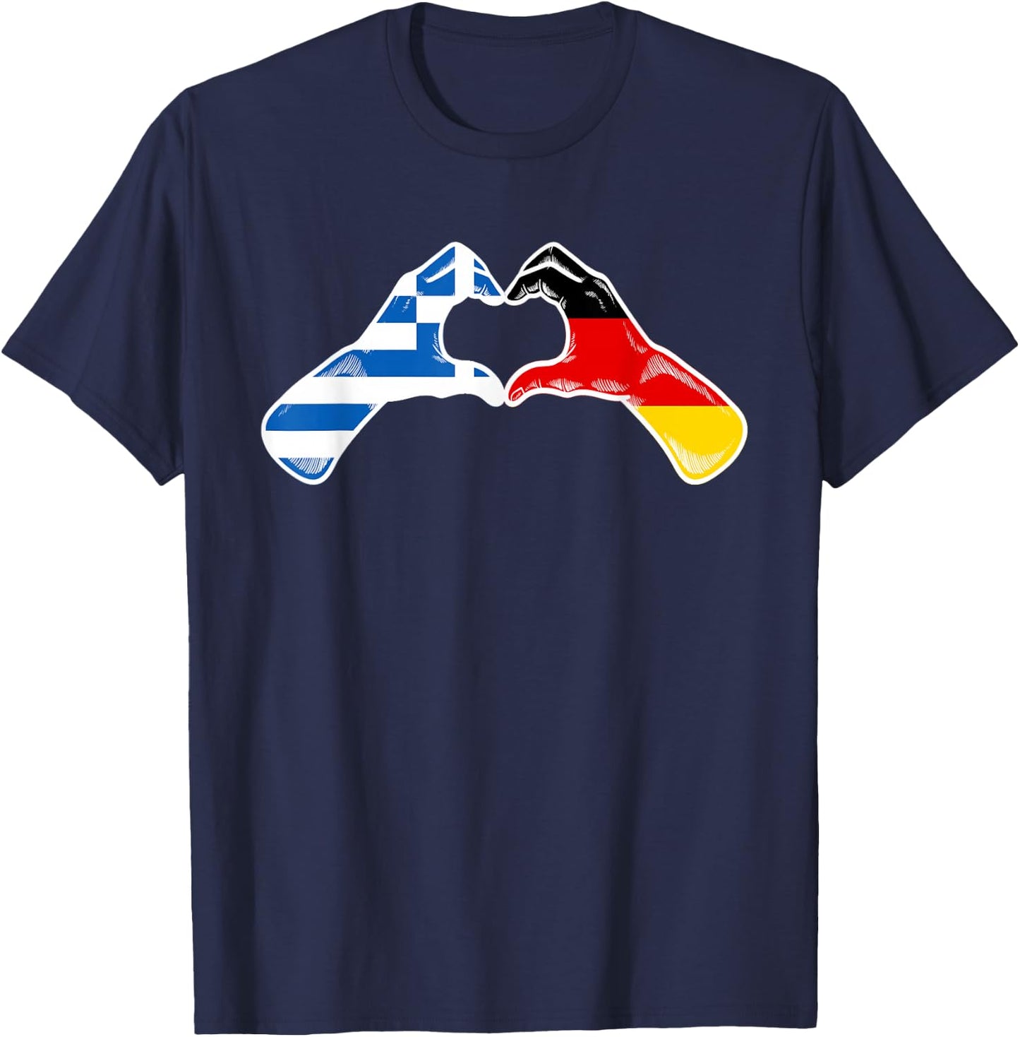 Griechenland Deutschland Flagge - Griechisches Deutsches Herz T-Shirt - T-Shirt | Navy
