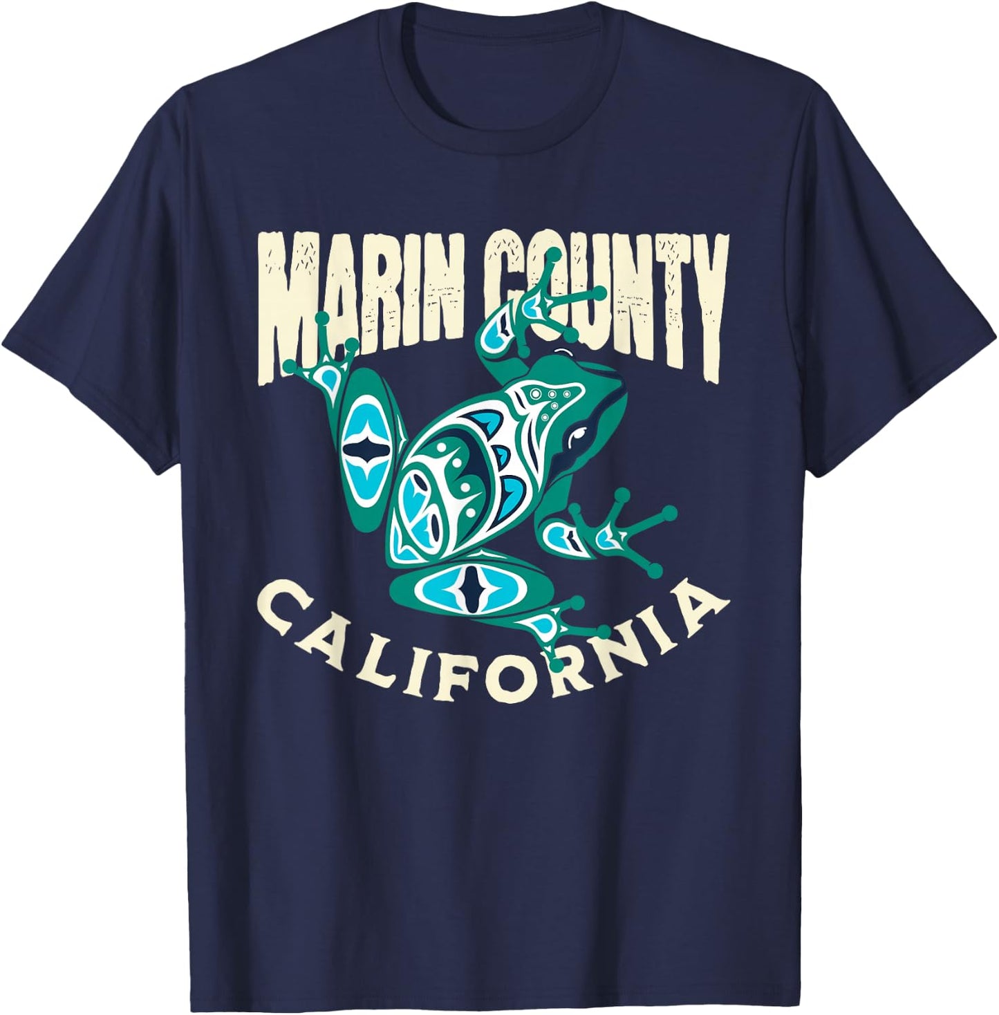 Marin County California Frog Totem Pacific Northwest Native T-Shirt - T-Shirt | Navy
