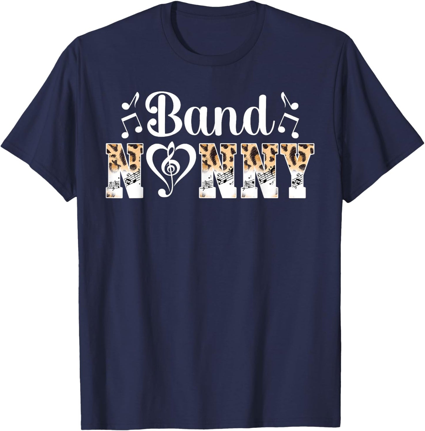 Band Nanny Leopard Marching Band Nanny Grandma T-Shirt - T-Shirt | Navy
