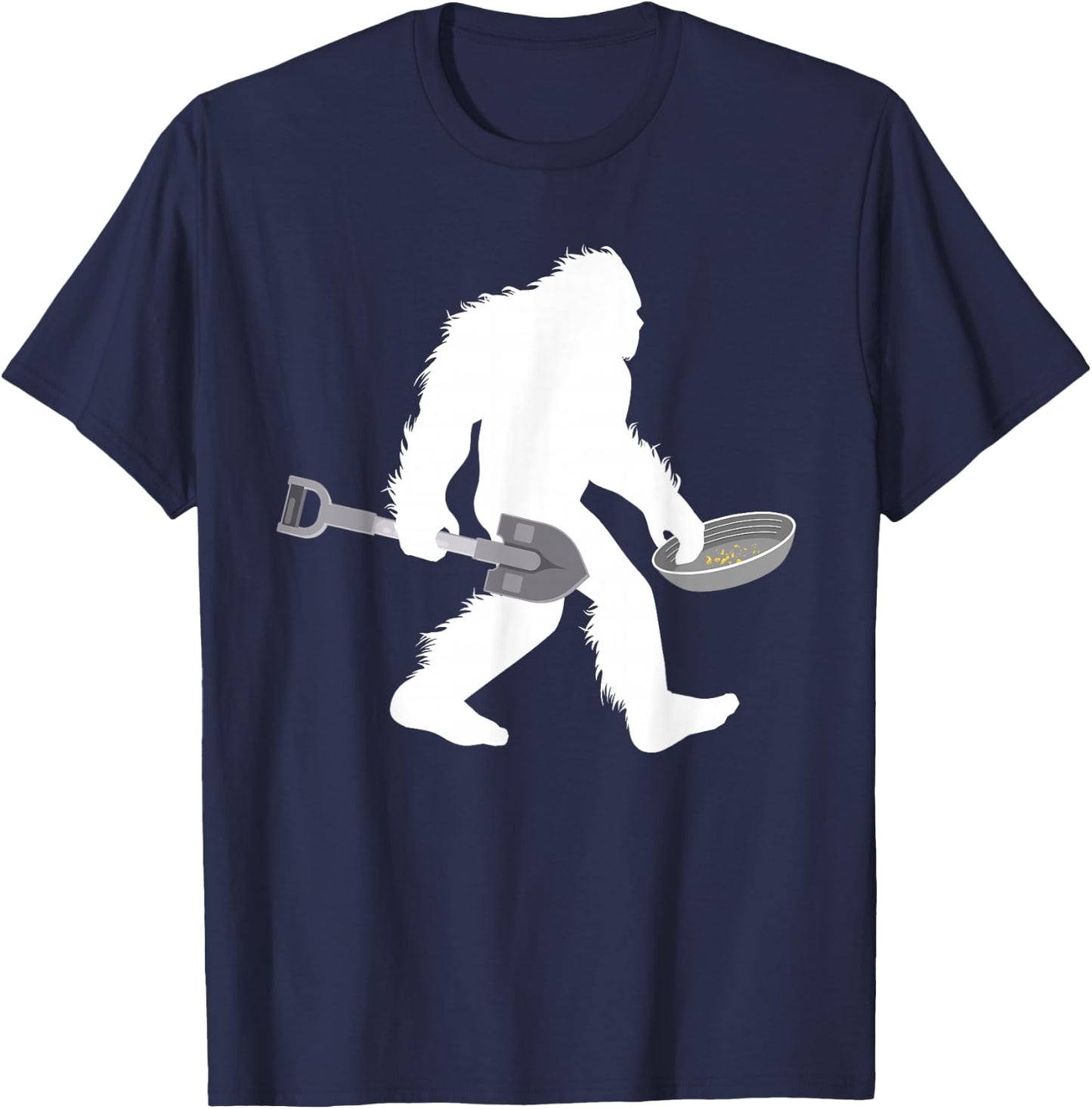Gold Panning Bigfoot Miner with Shovel Sasquatch Prospecting T-Shirt - T-Shirt | Navy