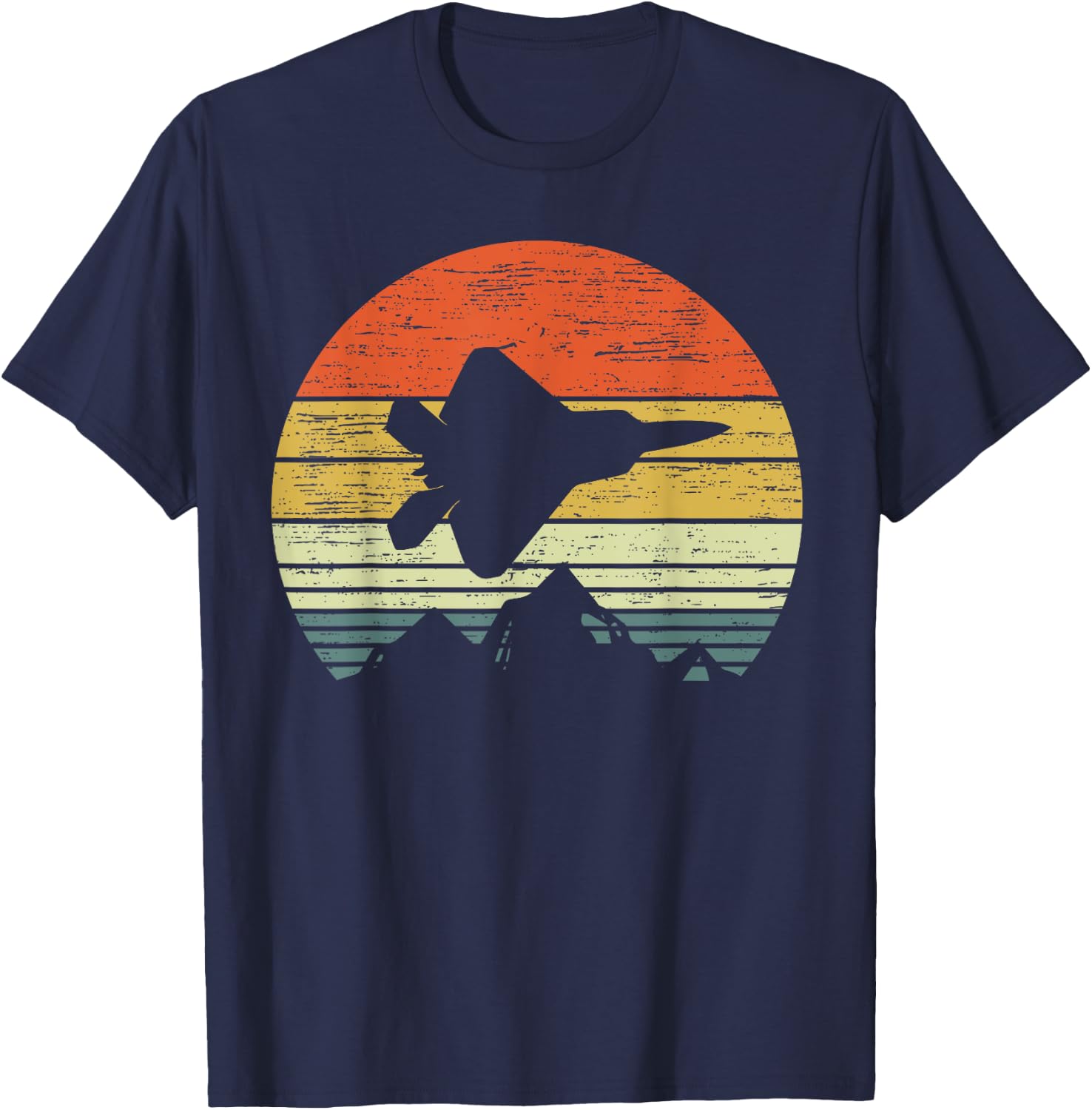 F-22 Sunset vieilli | Vétéran de chasse vintage T-Shirt - T-Shirt | Navy