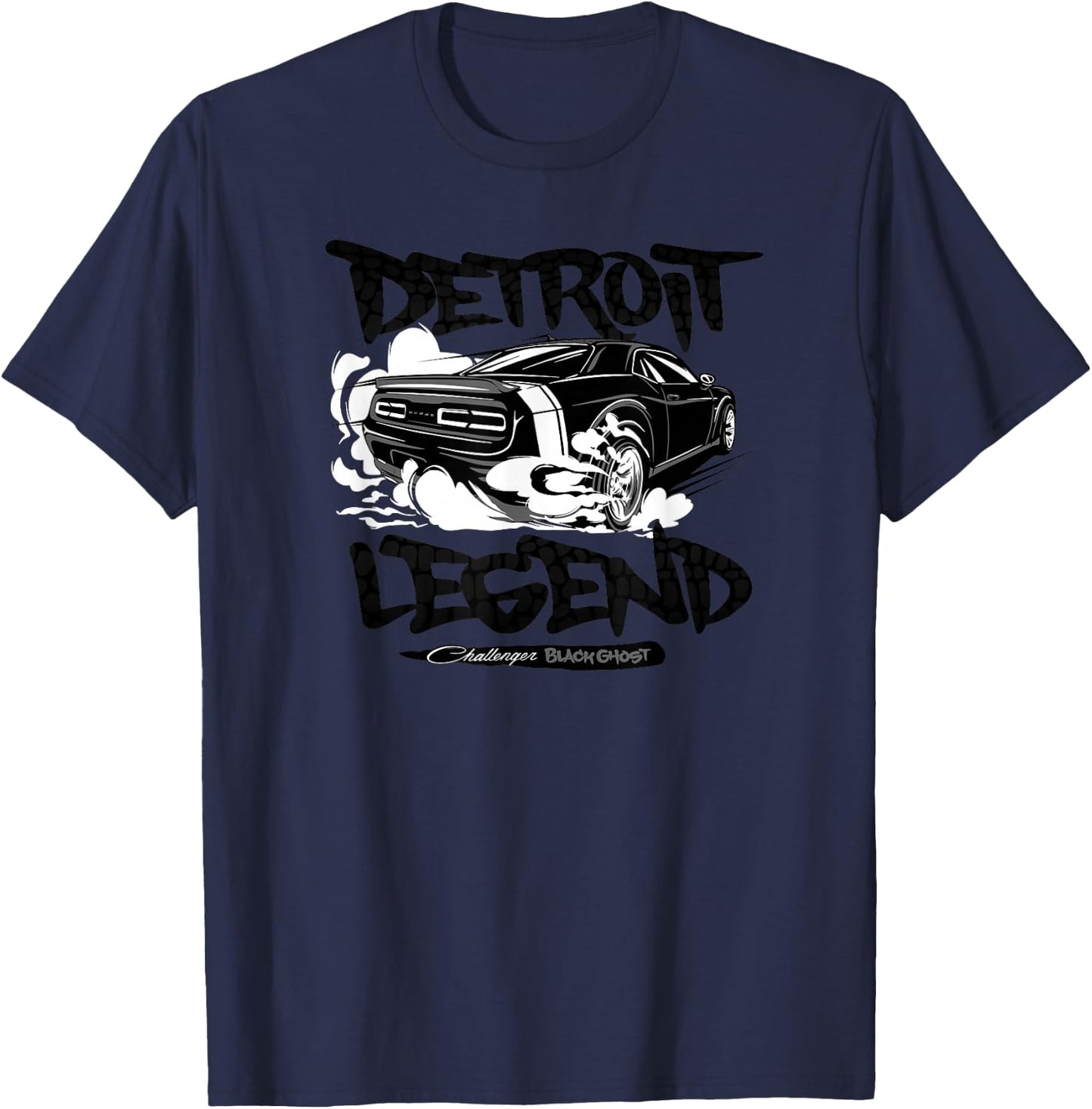 Dodge Challenger Black Ghost, Legend of Detroit , grey, S T-Shirt - T-Shirt | Navy
