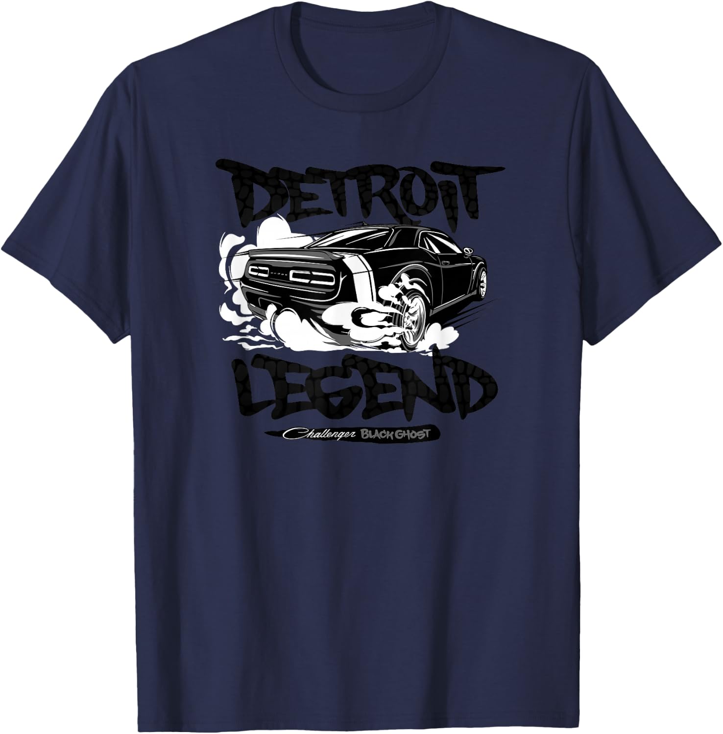 Dodge Challenger Black Ghost, Legend of Detroit , grey, S T-Shirt - T-Shirt | Navy