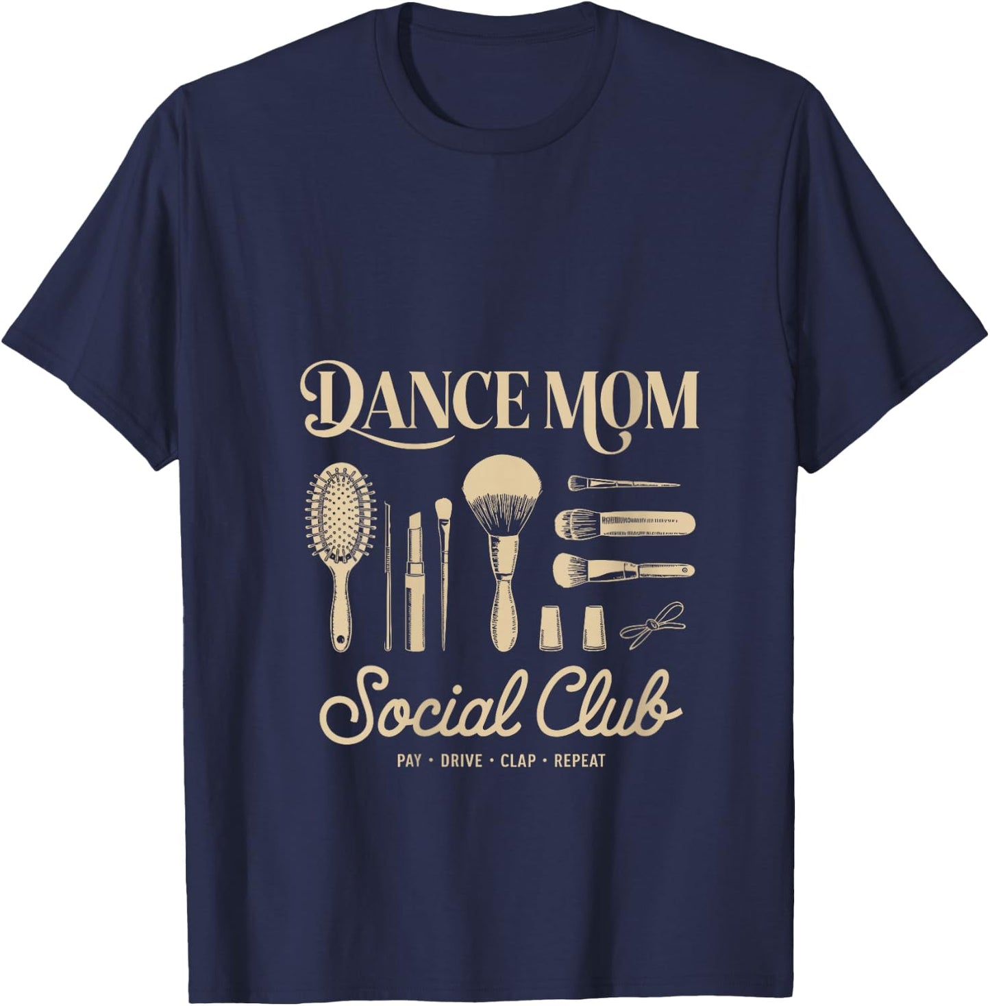 Women's Retro Funny Dance Mom Social Club Mama Sarcastic Mothers Day V-Neck T-Shirt - T-Shirt | Navy