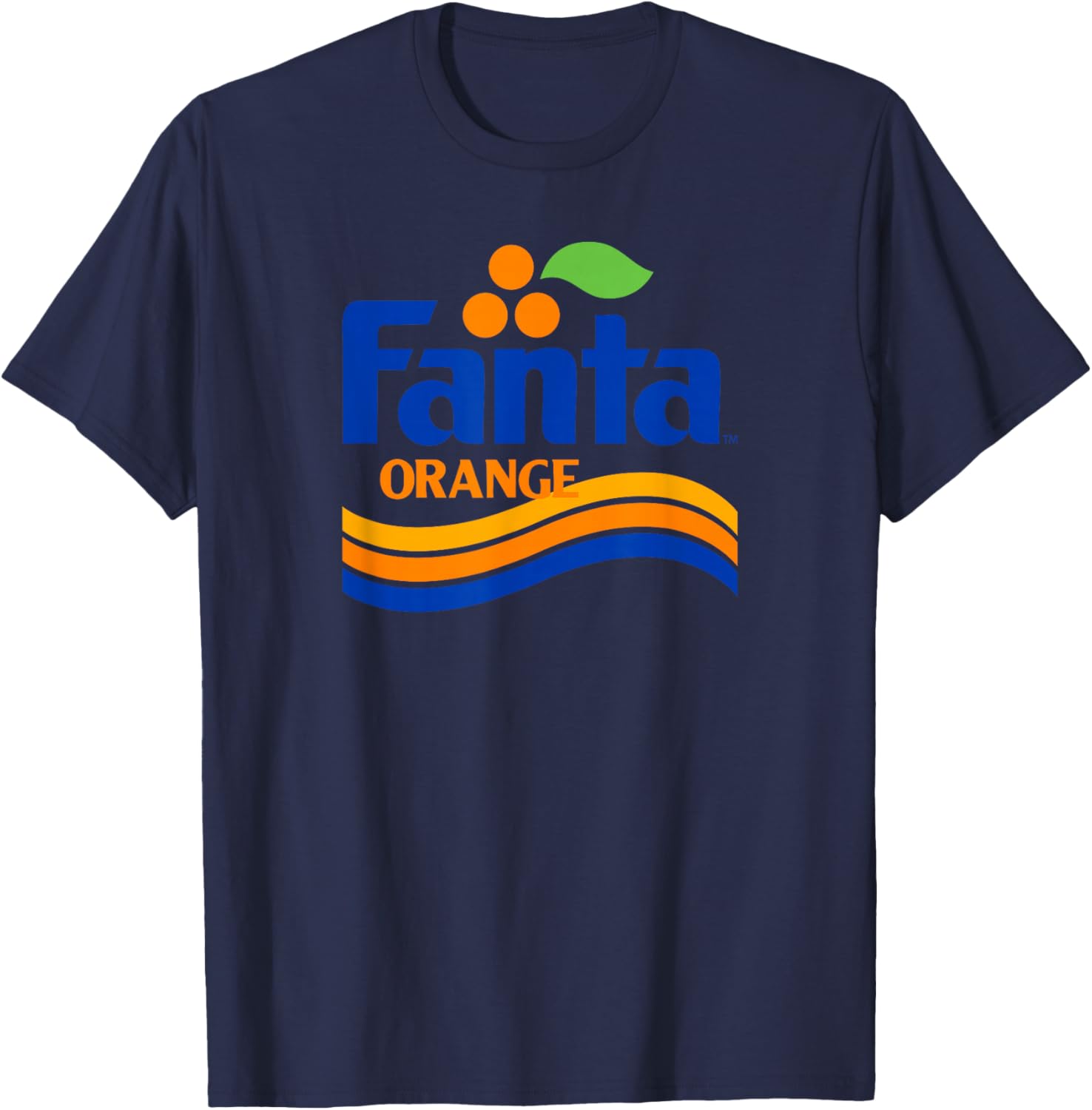 Fanta Orange Logo Wave Retro 80s , Black, S T-Shirt - T-Shirt | Navy