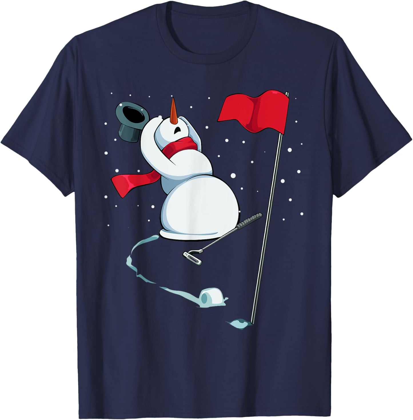 Snowman Playing Golf Christmas Pajama Sport X-Mas Golfer T-Shirt - T-Shirt | Navy