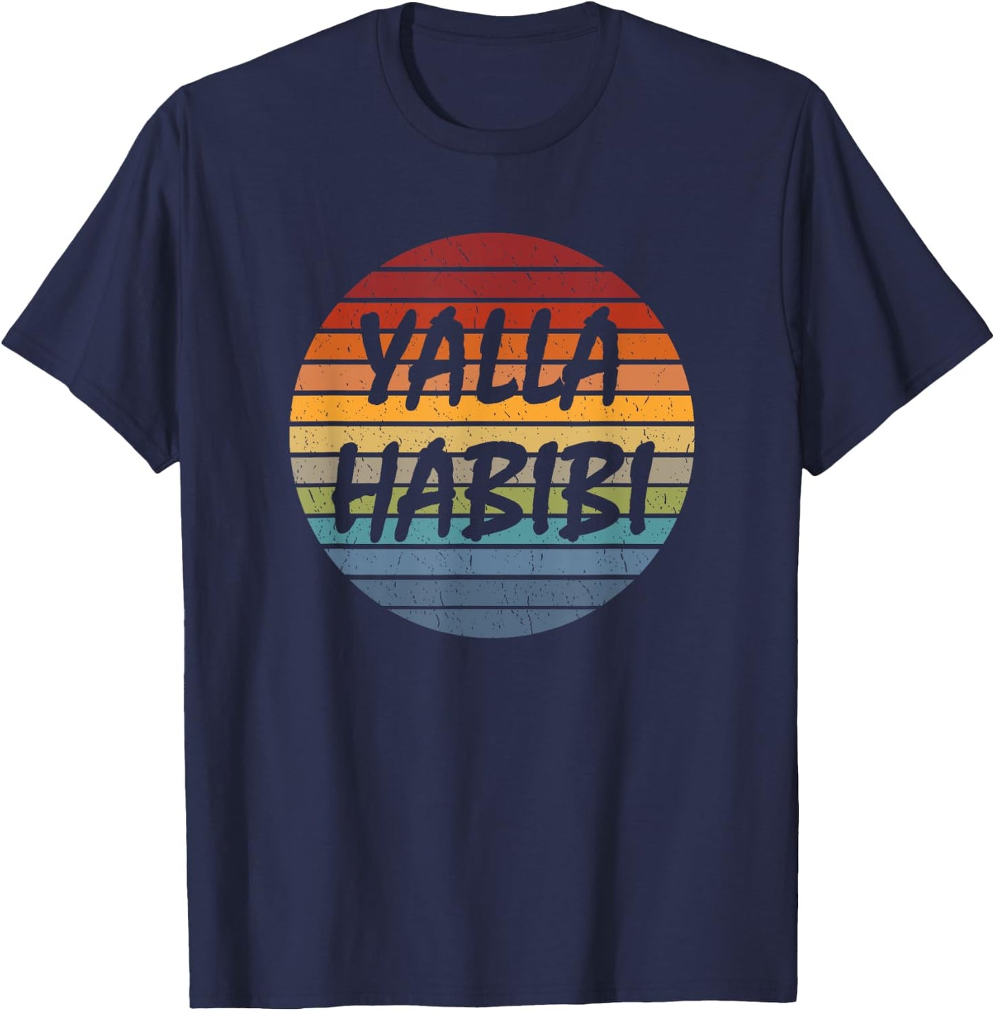 Vintage Yallah Habibi Arabic Designs & Gifts Retro Arab Sweetheart Islam Muslim -Adults Black Small T-Shirt - T-Shirt | Navy