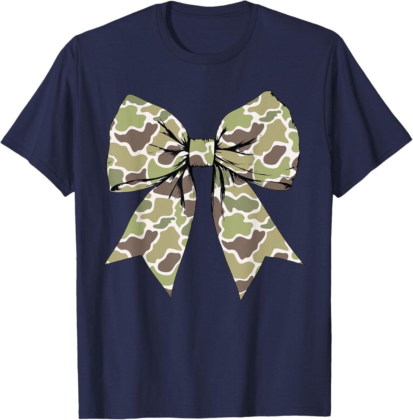 Camo Coquette Bow Women Girls Kids T-Shirt - T-Shirt | Navy