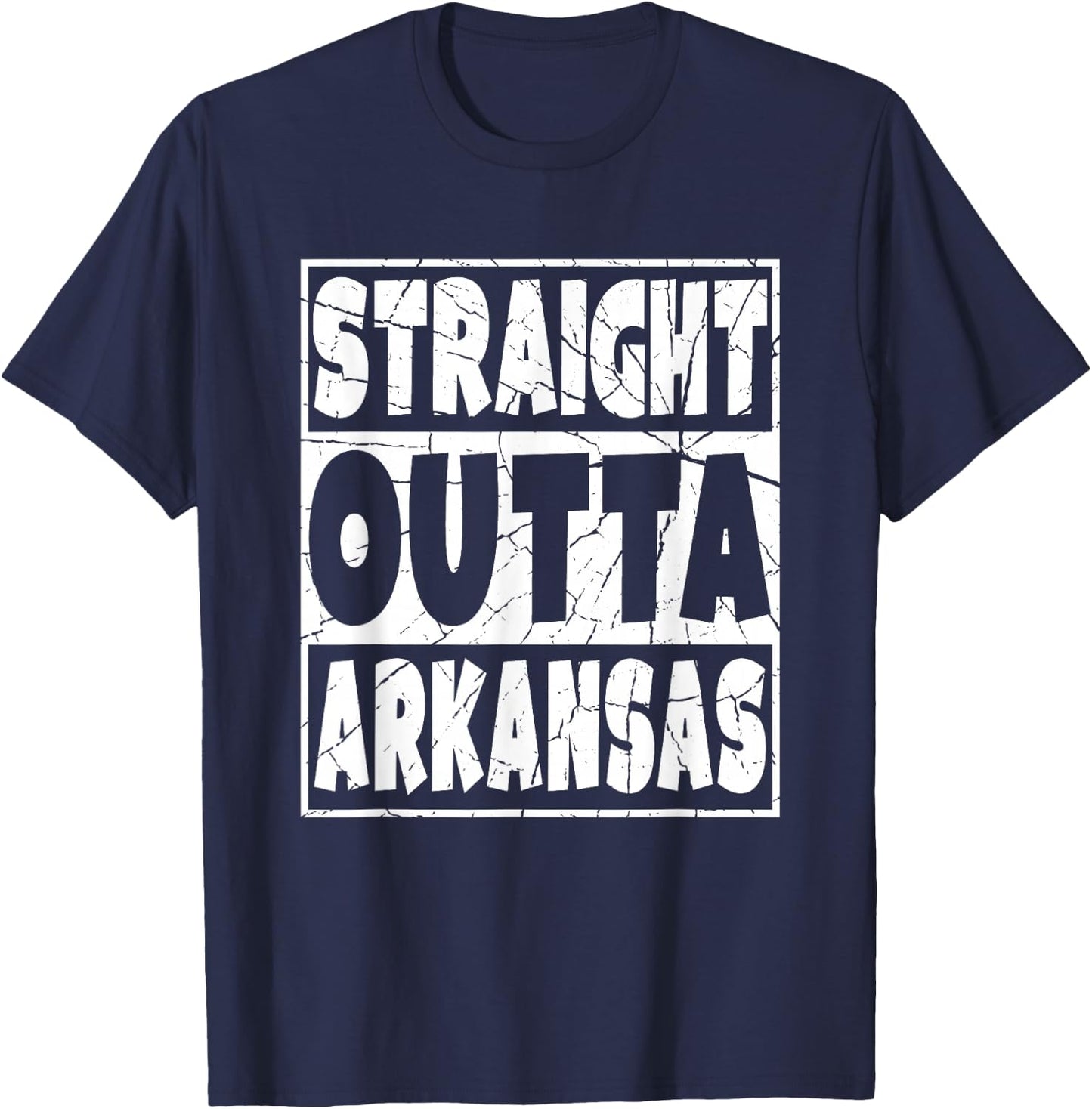 Straight Outta Arkansas Gift Arkansan Arkie Arkansawyer T-Shirt - T-Shirt | Navy