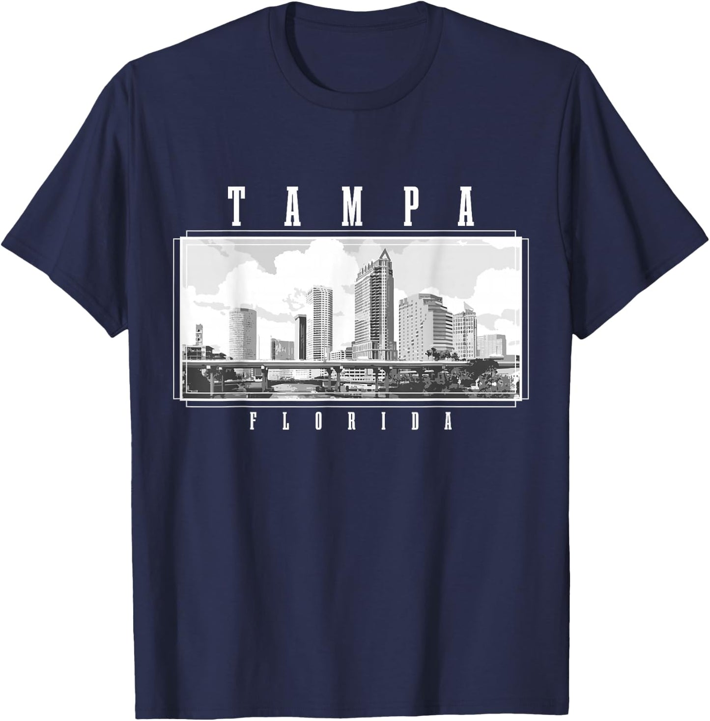 Tampa Florida Vintage Skyline USA America Souvenir T-Shirt - T-Shirt | Navy