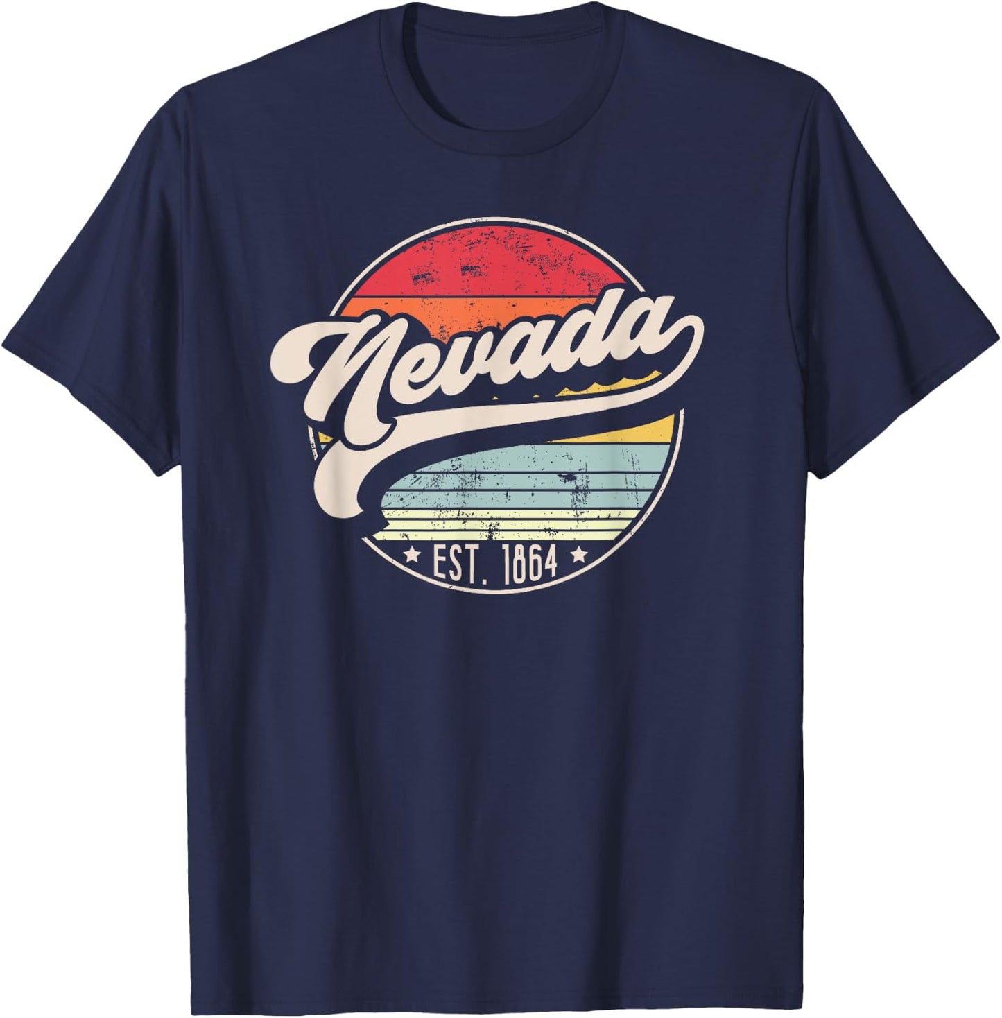Retro Nevada Home State NV Cool 70s Style Sunset T-Shirt - T-Shirt | Navy