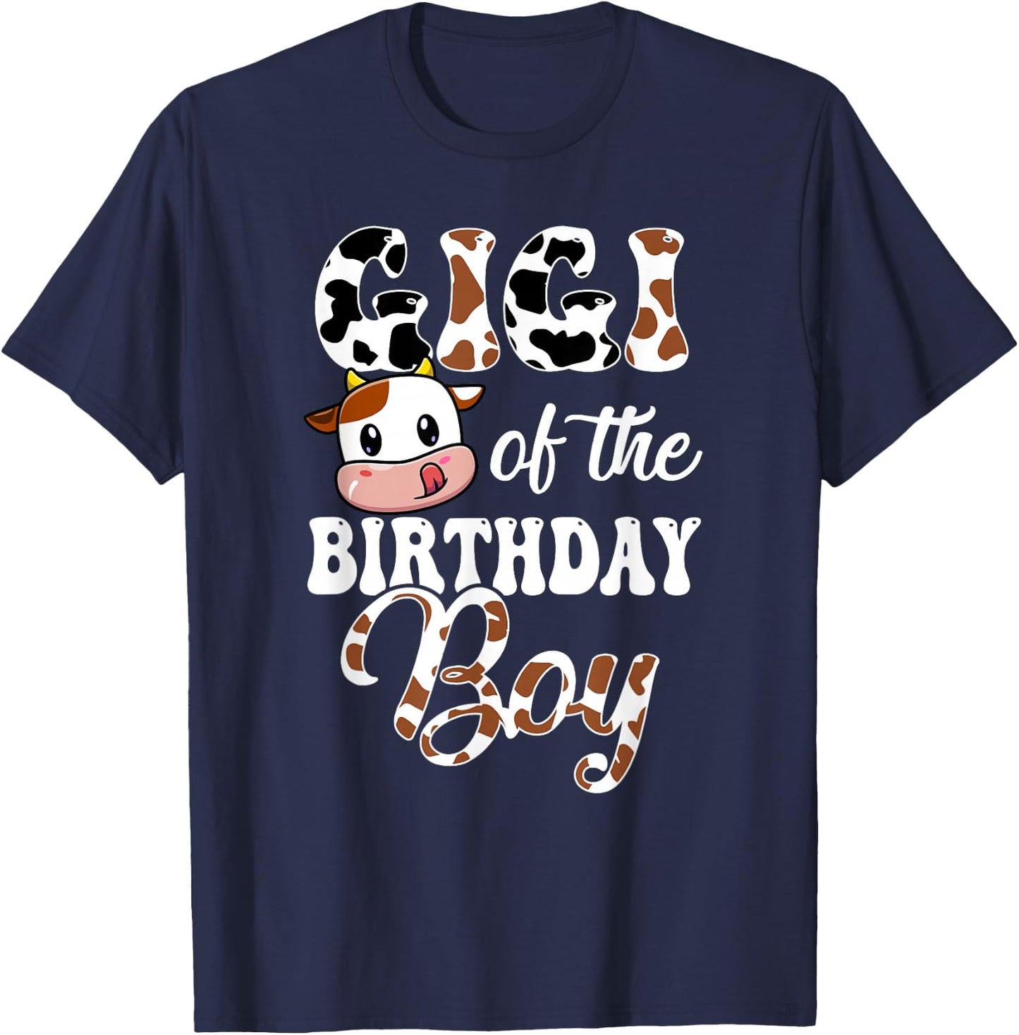 Gigi Of The Birthday Boy Cow Farm 1St Birthday Boy T-Shirt - T-Shirt | Navy