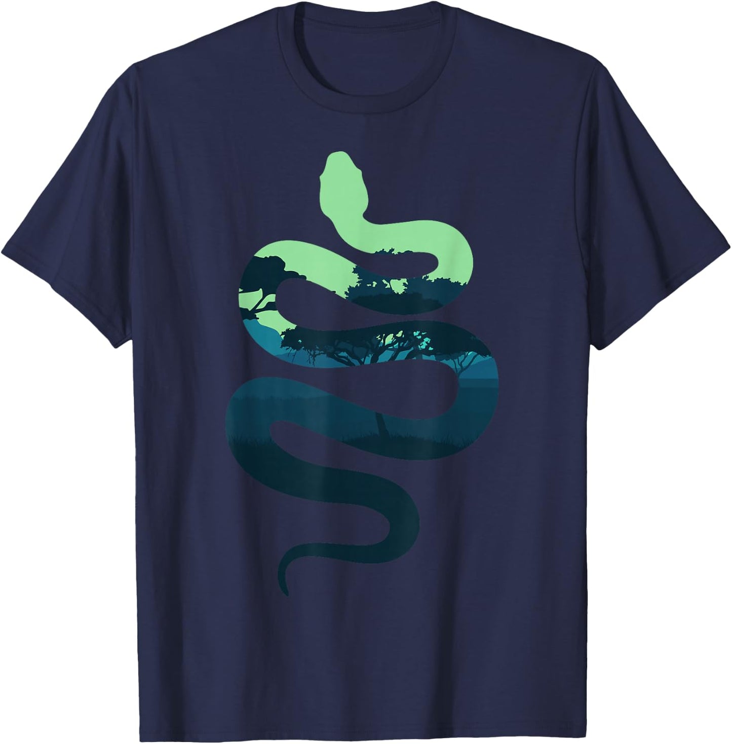Sustainability, Climate Change and Protection Tierliebhaber in der Natur mit Silhouette der Schlange für Kinder und Erwachsene, Schwarz, S T-Shirt - T-Shirt | Navy