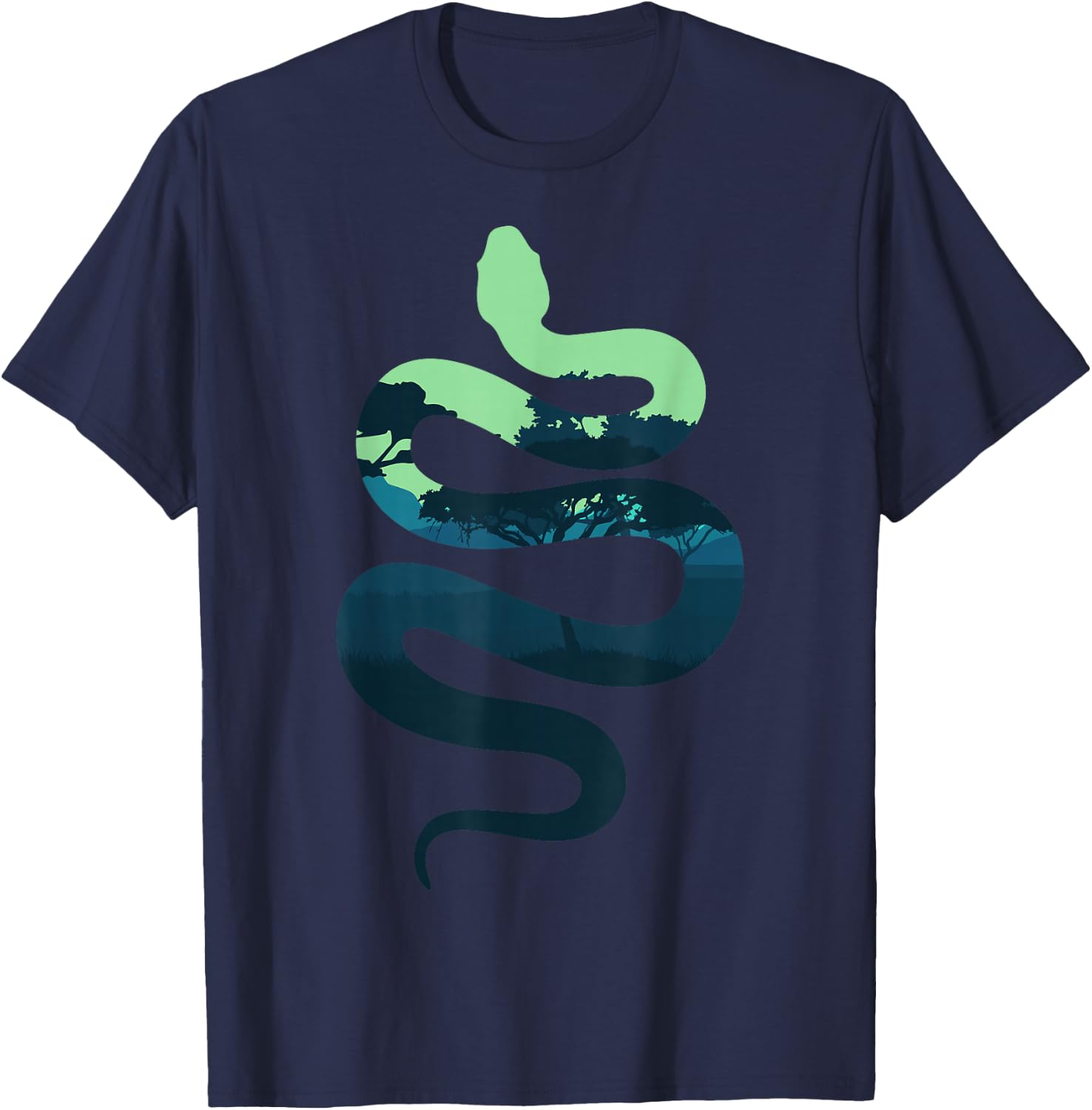 Sustainability, Climate Change and Protection Tierliebhaber in der Natur mit Silhouette der Schlange für Kinder und Erwachsene, Schwarz, S T-Shirt - T-Shirt | Navy