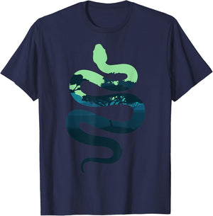 Sustainability, Climate Change and Protection Tierliebhaber in der Natur mit Silhouette der Schlange für Kinder und Erwachsene, Schwarz, S T-Shirt - T-Shirt | Navy
