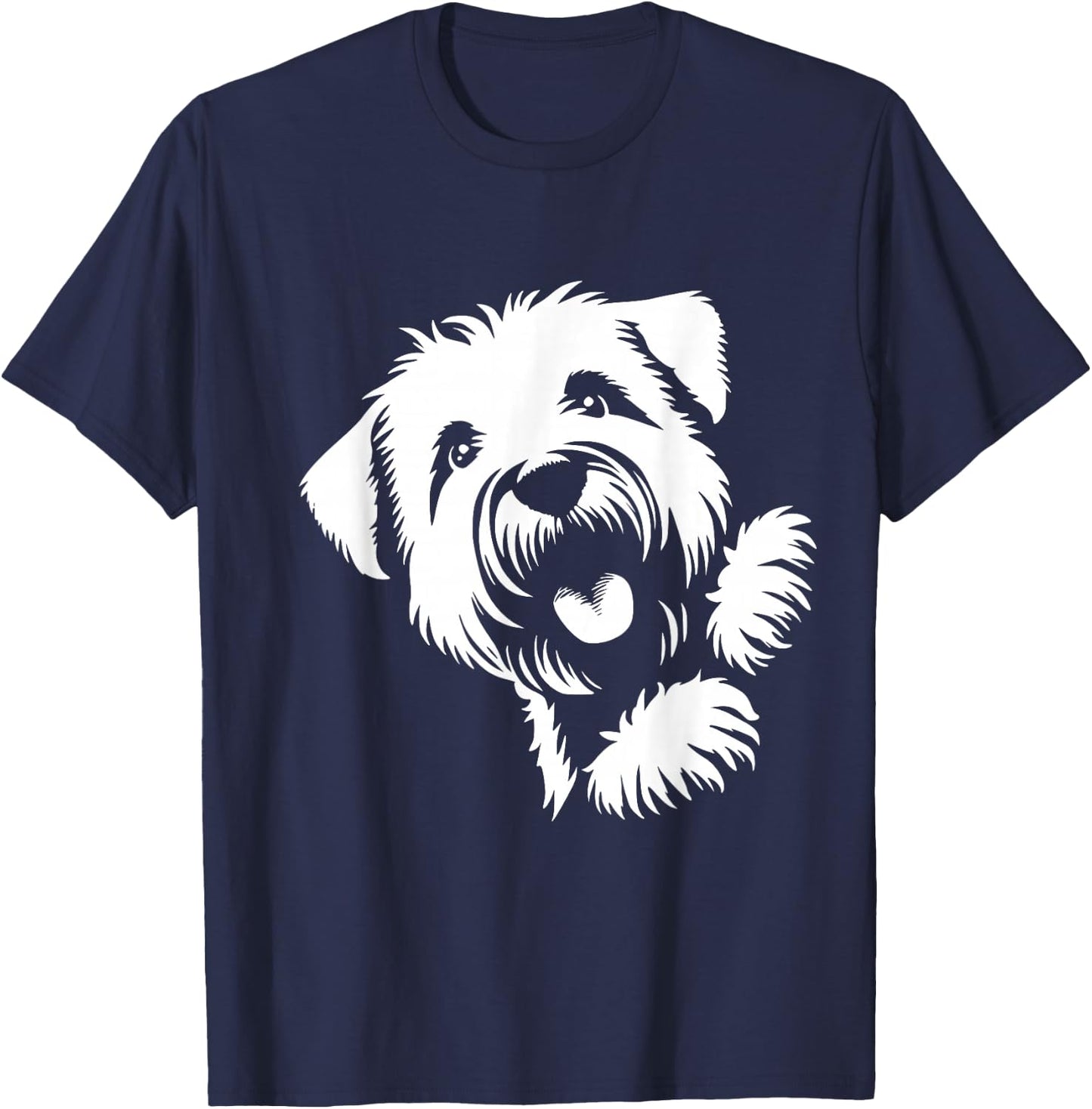 Soft Coated Wheaten Terrier Peeking Dog Graphic Design , Small, Black T-Shirt - T-Shirt | Navy