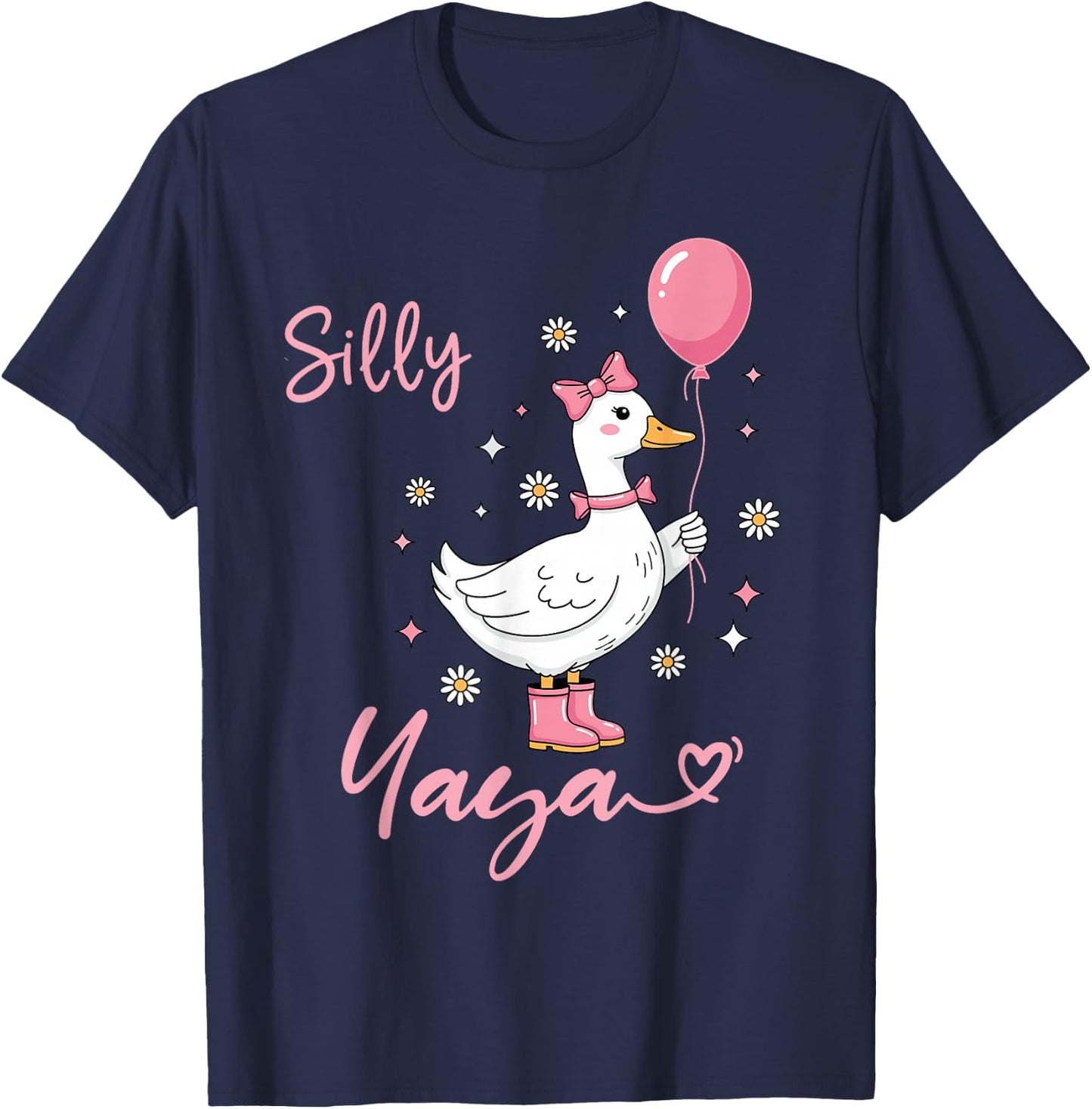 Silly Yaya Cute Goose Grandmother Family Matching Birthday T-Shirt - T-Shirt | Navy
