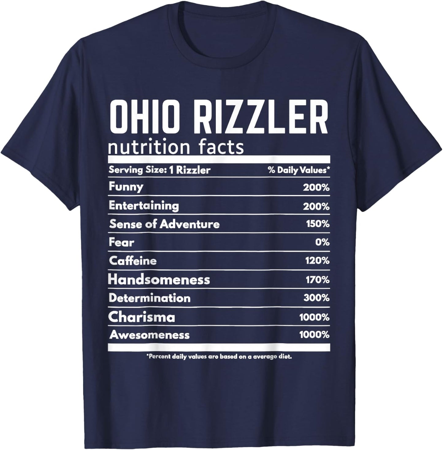 Ohio RIzzler Nutrition Facts Meme Rizz Internet Memes Gen Z T-Shirt - T-Shirt | Navy